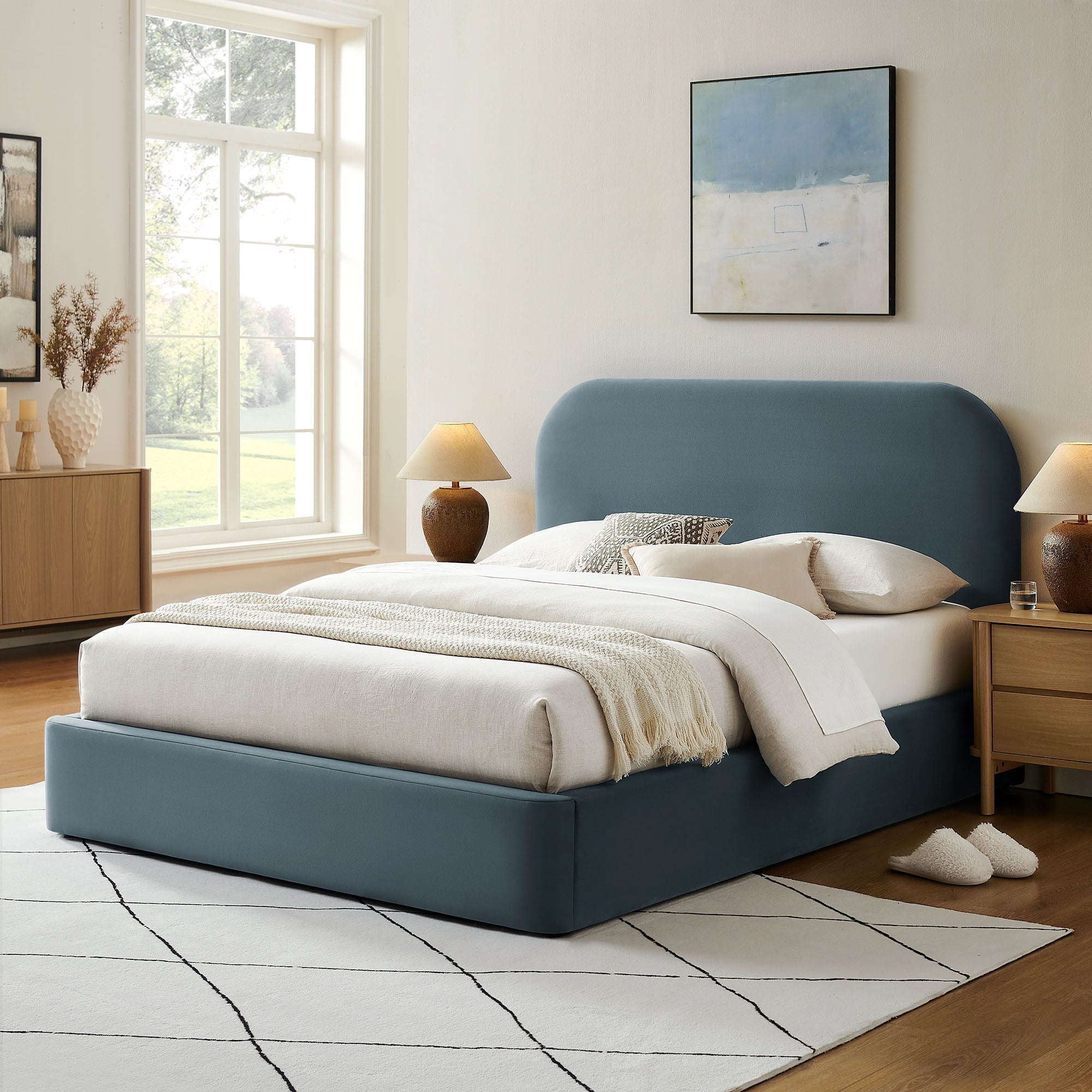 Keynote Performance Velvet Storage Platform Bed Frame
