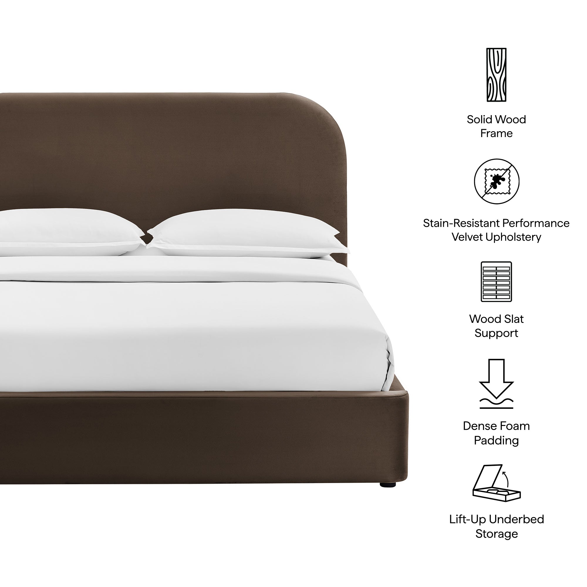 Keynote Performance Velvet Storage Platform Bed Frame