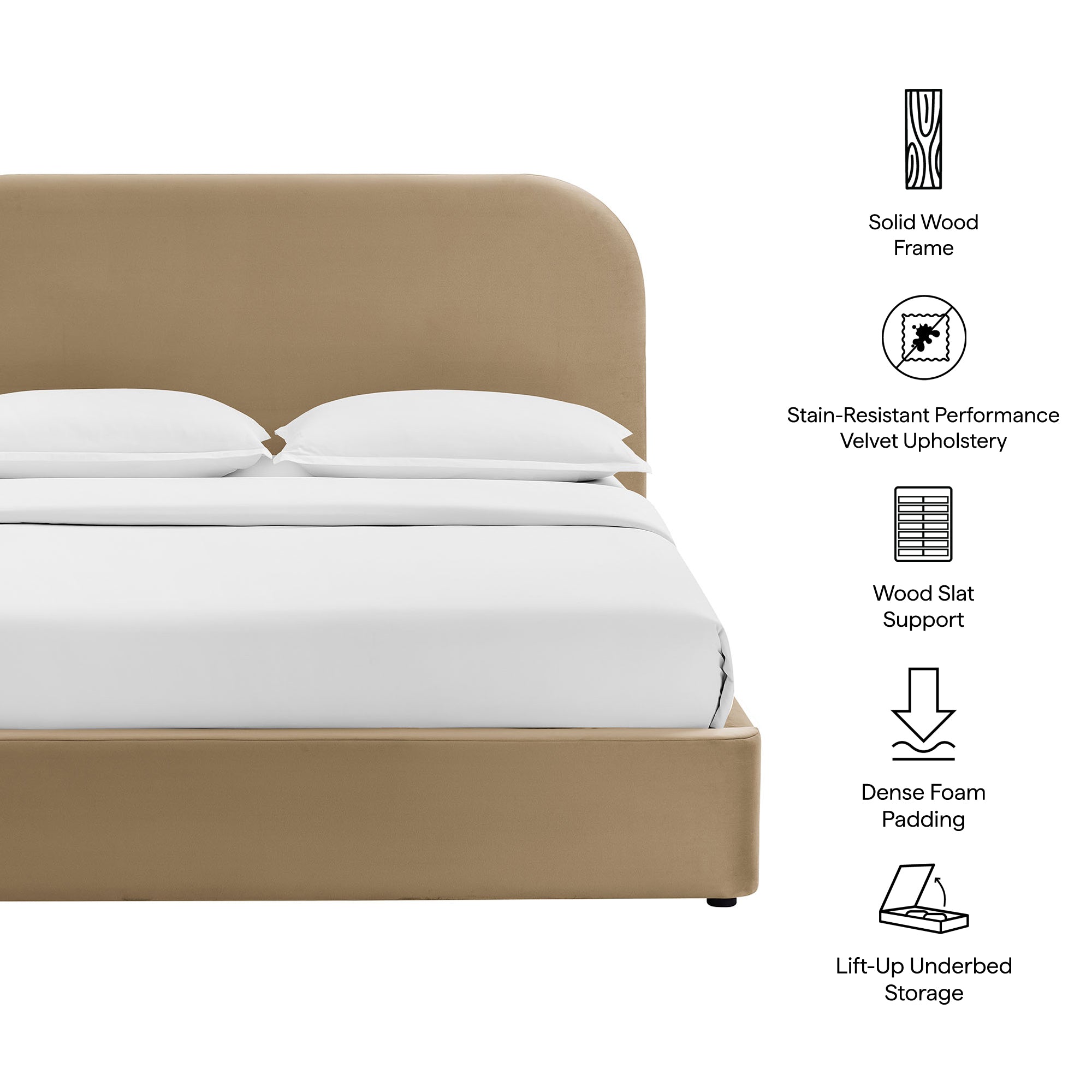 Keynote Performance Velvet Storage Platform Bed Frame