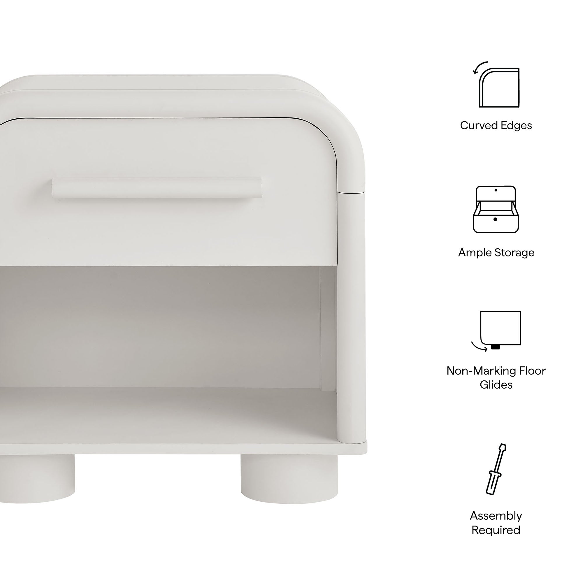 Bellamy Curved 1-Drawer Nightstand