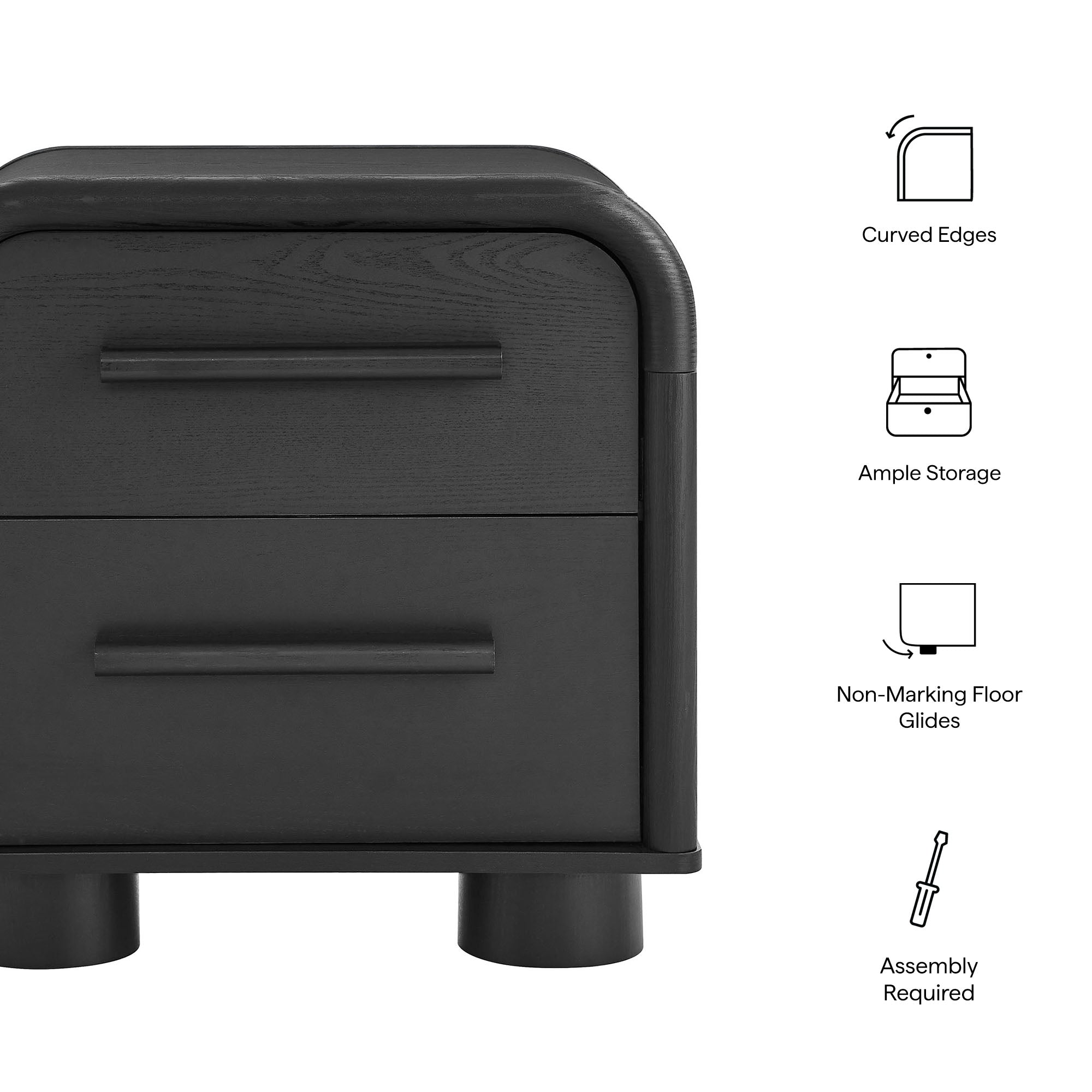 Bellamy Curved 2-Drawer Nightstand