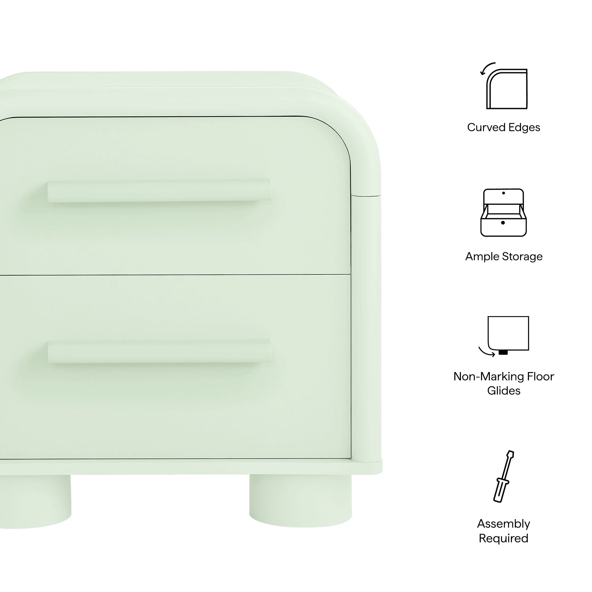 Bellamy Curved 2-Drawer Nightstand