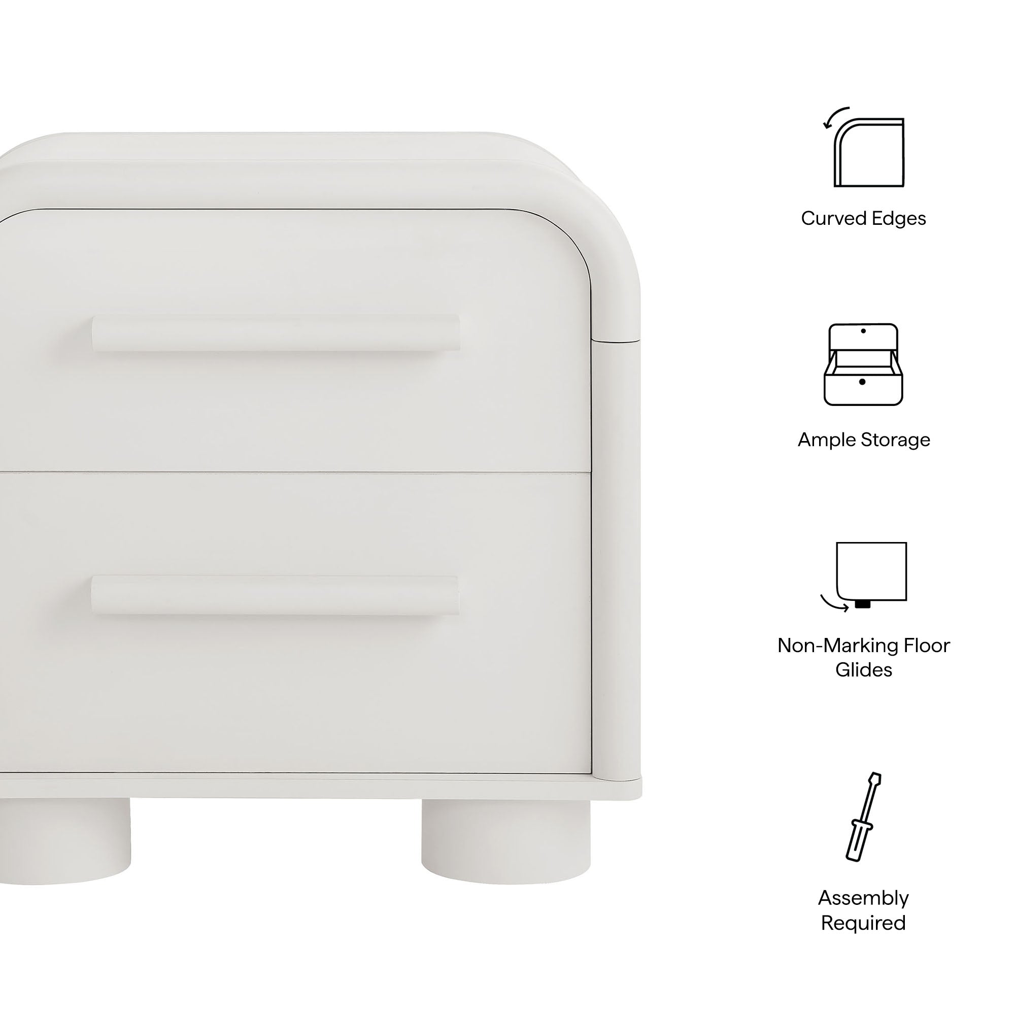 Bellamy Curved 2-Drawer Nightstand