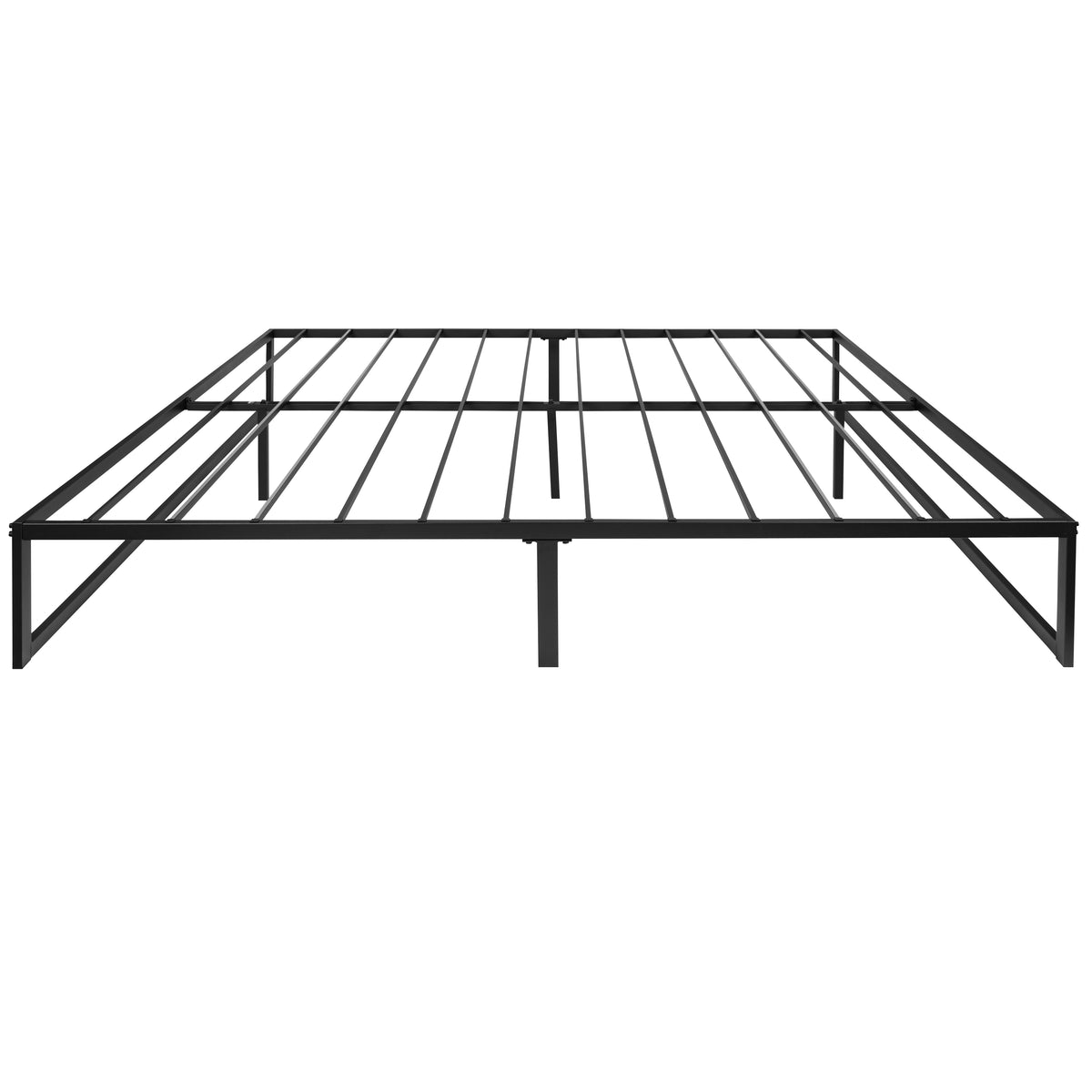 Universal 14 Inch Metal Platform Bed Frame - No Box Spring Needed w/ Steel Slat Support and Quick Lock Functionality