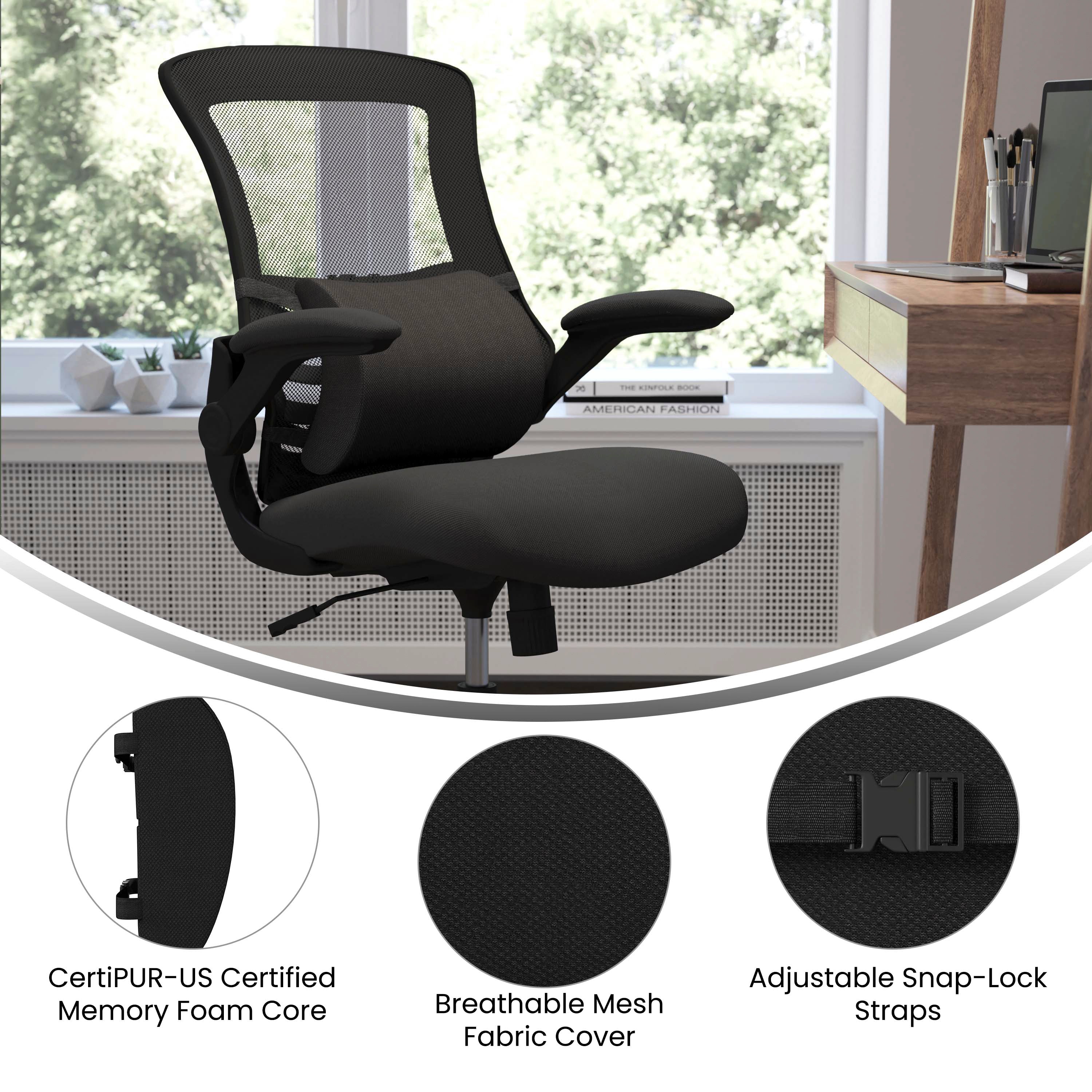 Rey Lumbar Support Back Pillow Office Chair and Car Seat Cushion with Adjustable Straps and CertiPUR-US Certified Memory Foam-Chair Cushion-Flash Furniture-Wall2Wall Furnishings