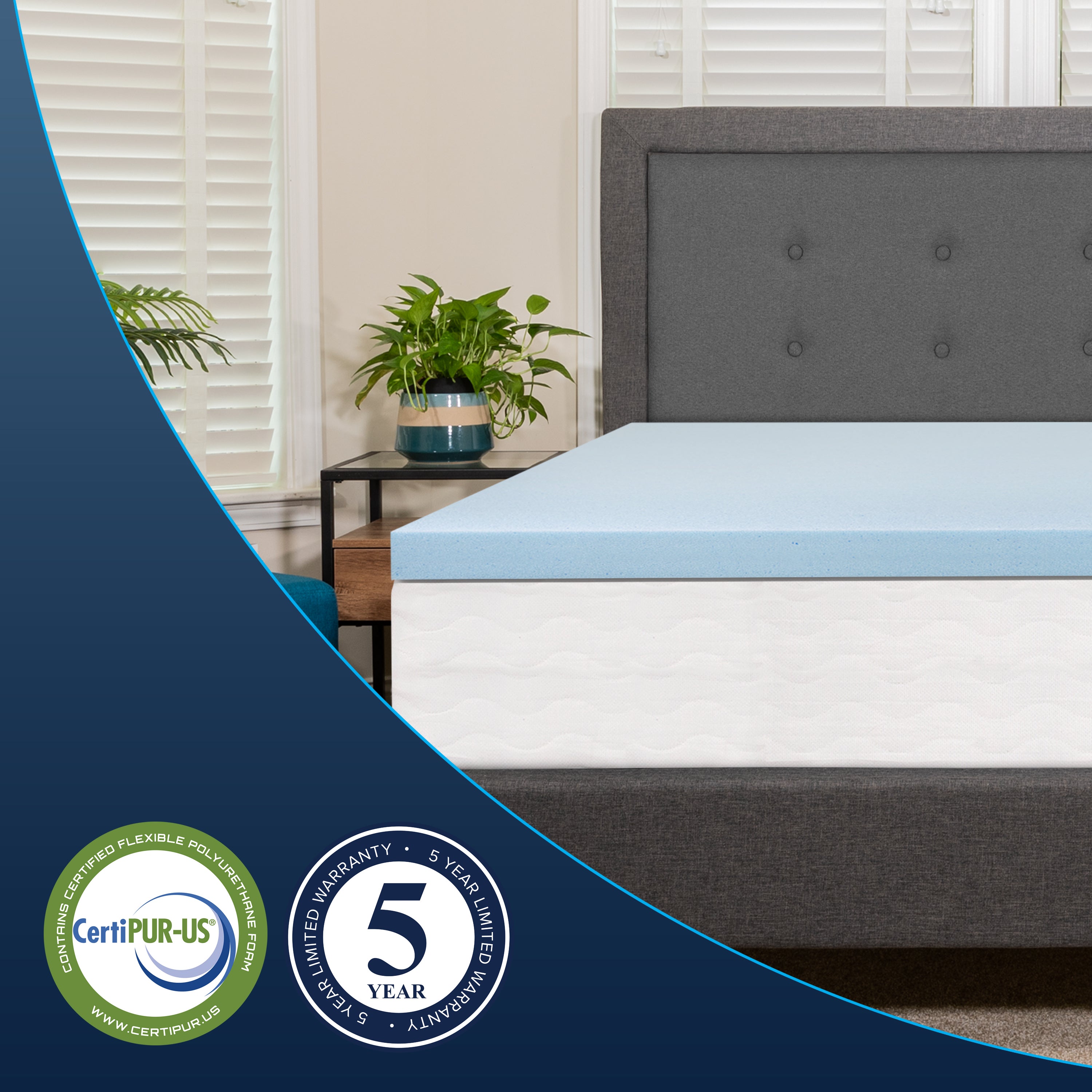 Capri Comfortable Sleep 2 inch Cooling Gel Memory Foam Mattress Topper