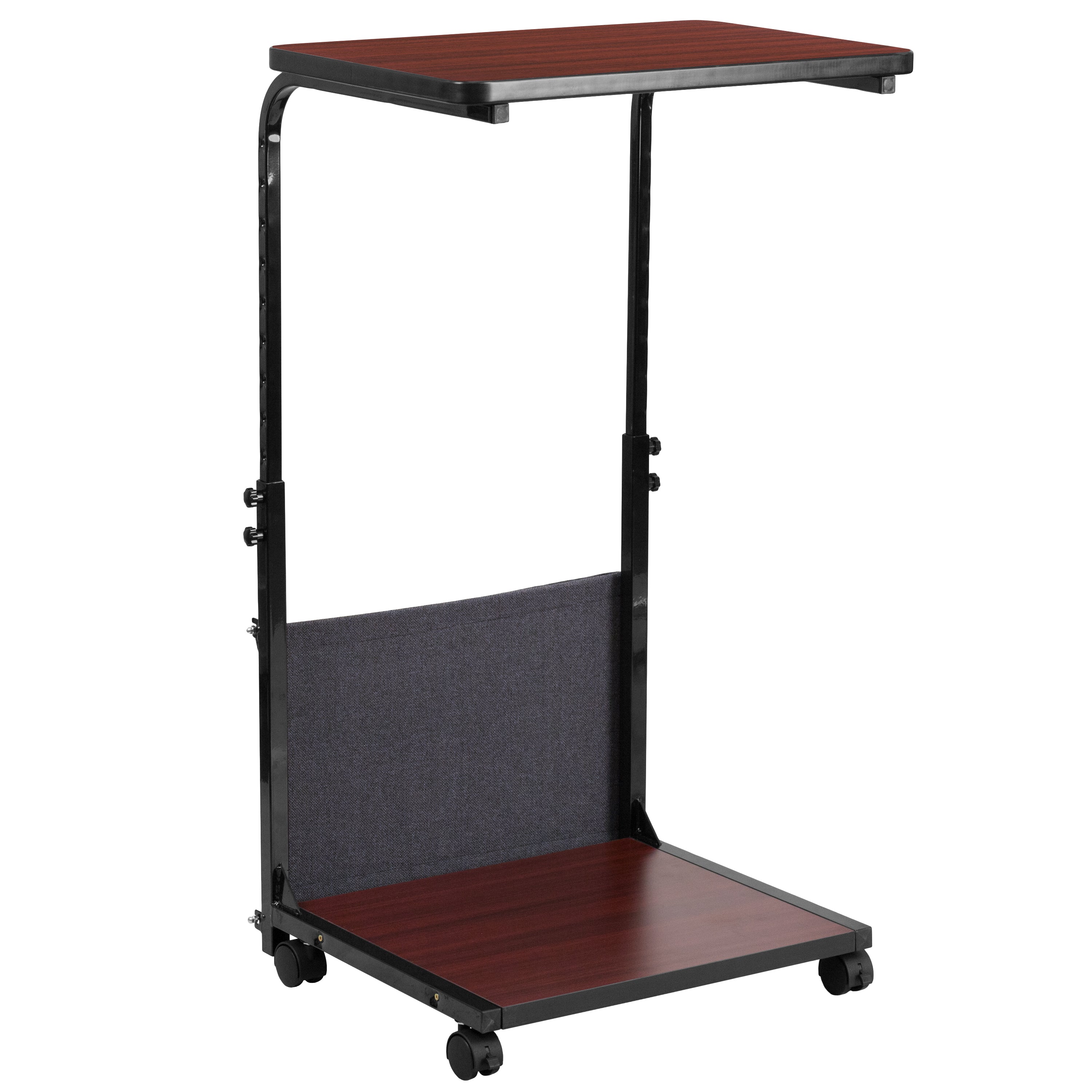 Mobile Sit-Down, Stand-Up Computer Ergonomic Desk with Removable Pouch (Adjustable Range 27'' - 46.5'')-Desk-Flash Furniture-Wall2Wall Furnishings