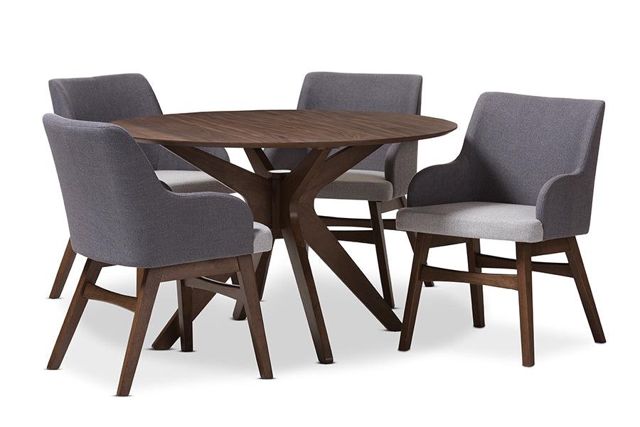 Monte Mid-Century Modern Wood Round 5-Piece Dining Set