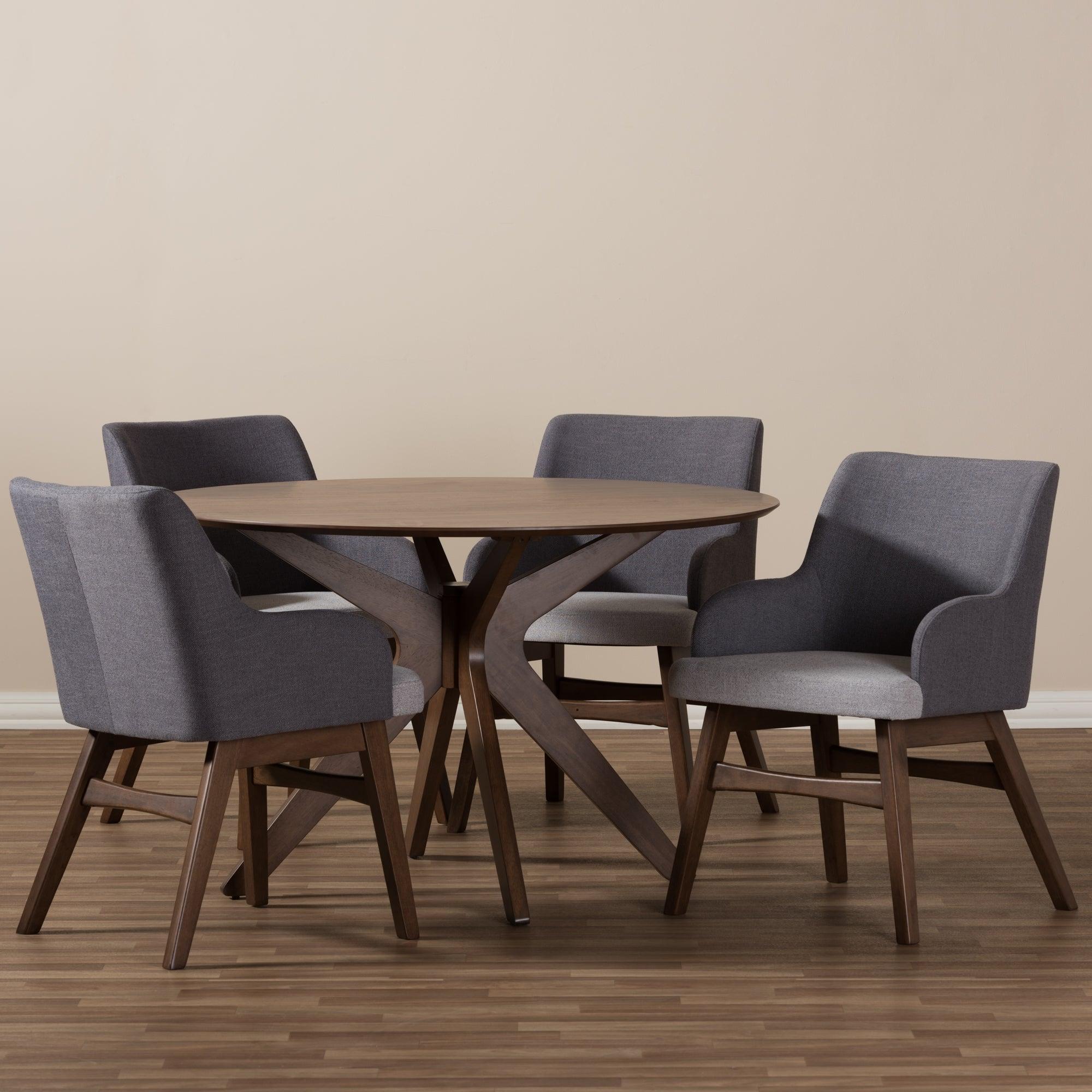 Monte Mid-Century Modern Wood Round 5-Piece Dining Set