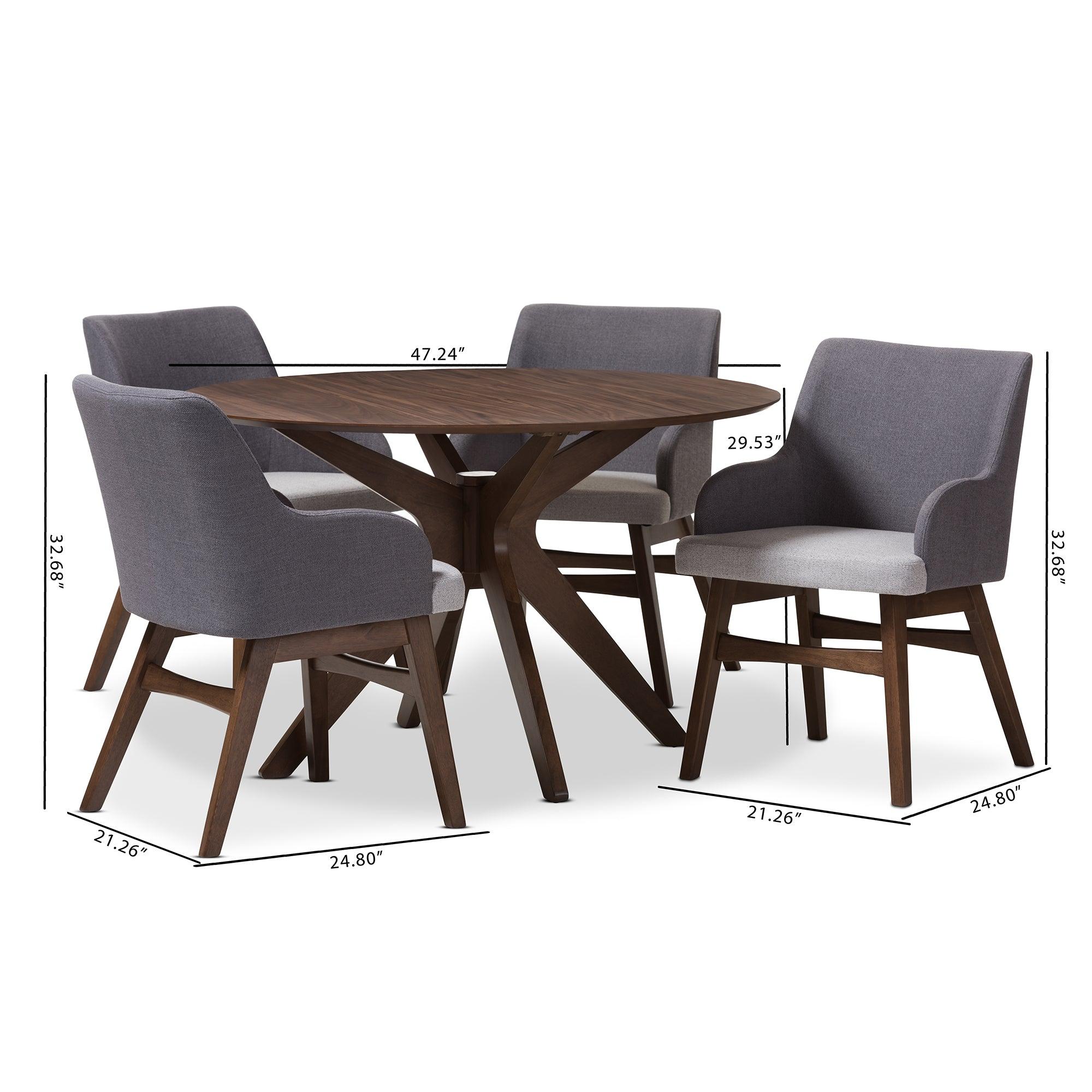 Monte Mid-Century Modern Wood Round 5-Piece Dining Set