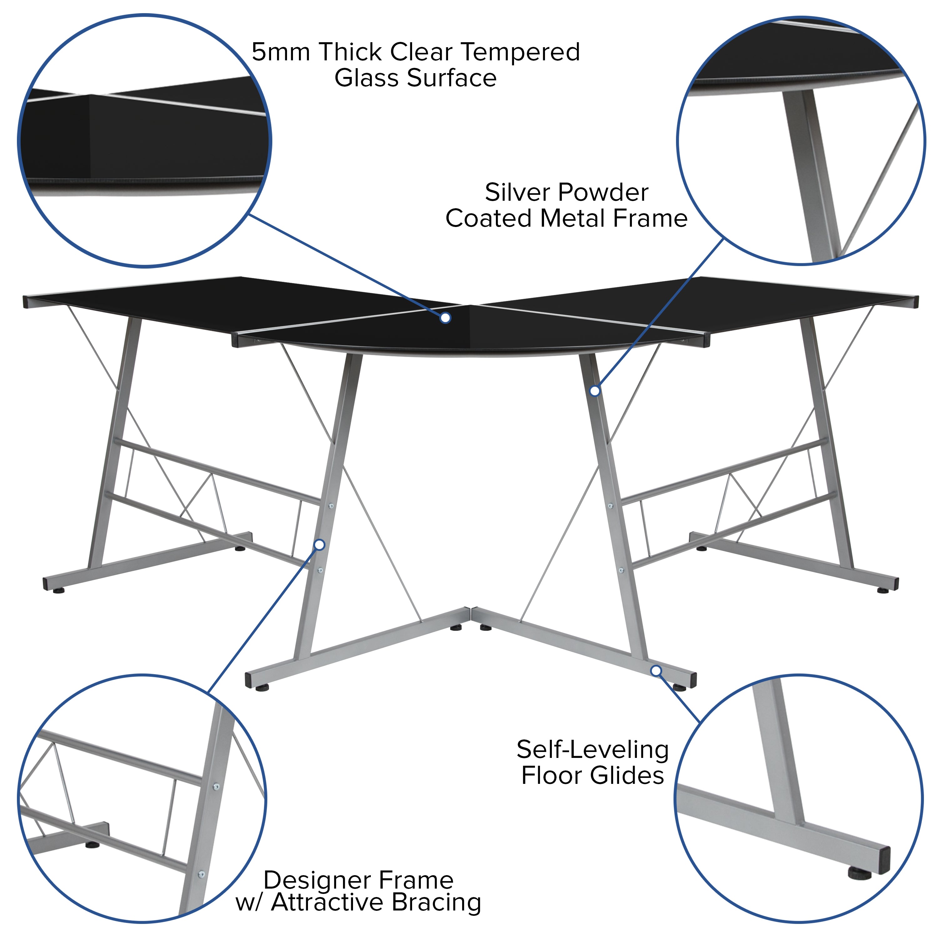L-Shaped Desk 83.5" Computer Corner Desk, Gaming Corner Desk, Home Office Corner Desk, Gaming Desk, Space Saving, Easy to Assemble