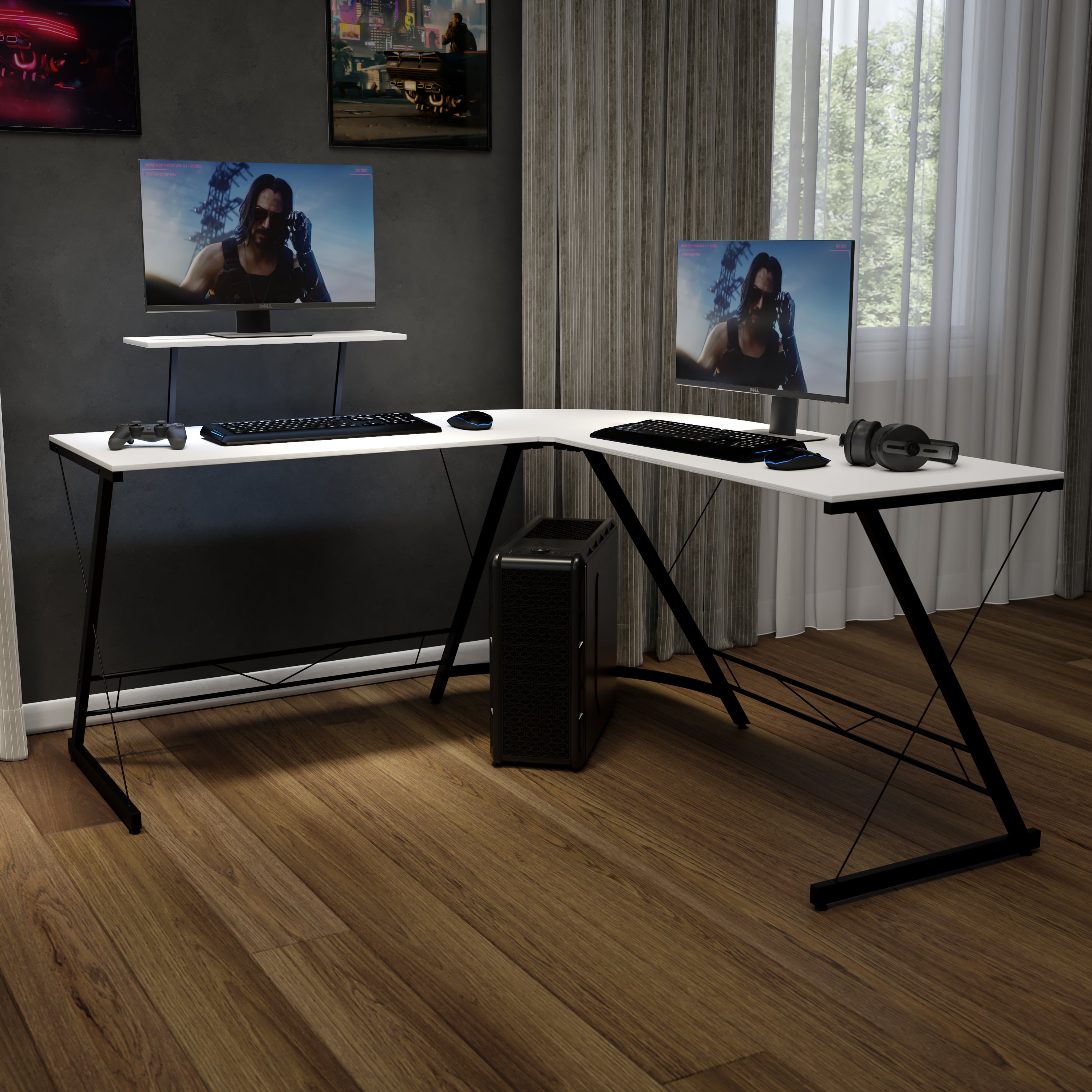 L-Shaped Desk 71.5" Computer Corner Desk, Home Office Corner Desk, Gaming Desk, Space Saving, Easy to Assemble-Desk-Flash Furniture-Wall2Wall Furnishings