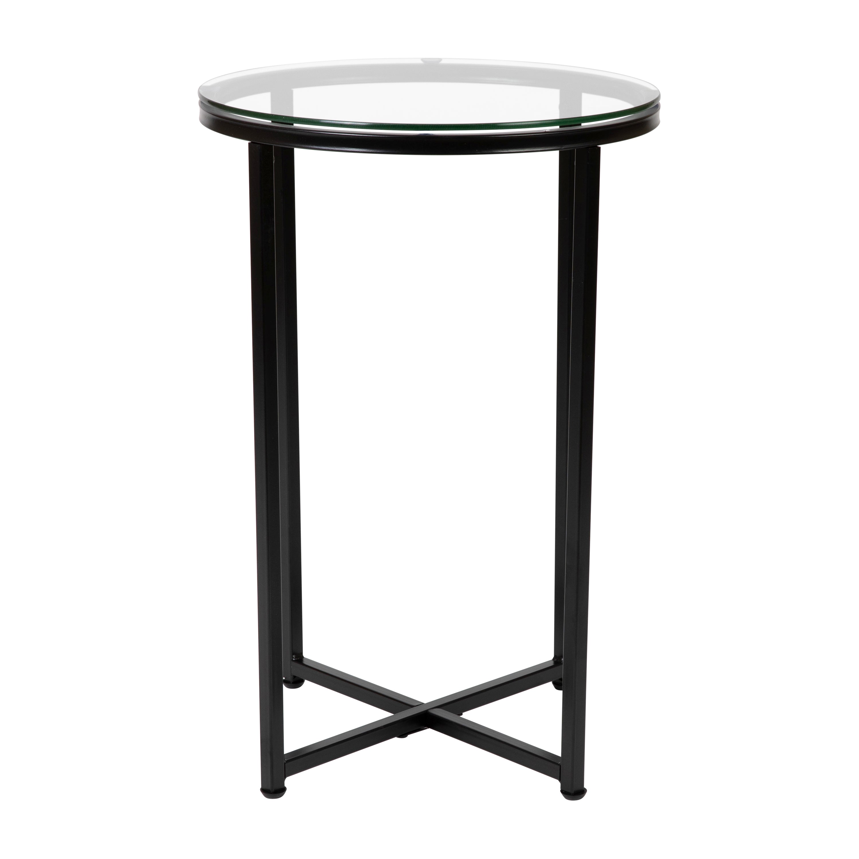 Greenwich Collection Coffee and End Table Set - Glass Top with Metal Frame - 3 Piece Occasional Table Set-Coffee Table Set-Flash Furniture-Wall2Wall Furnishings