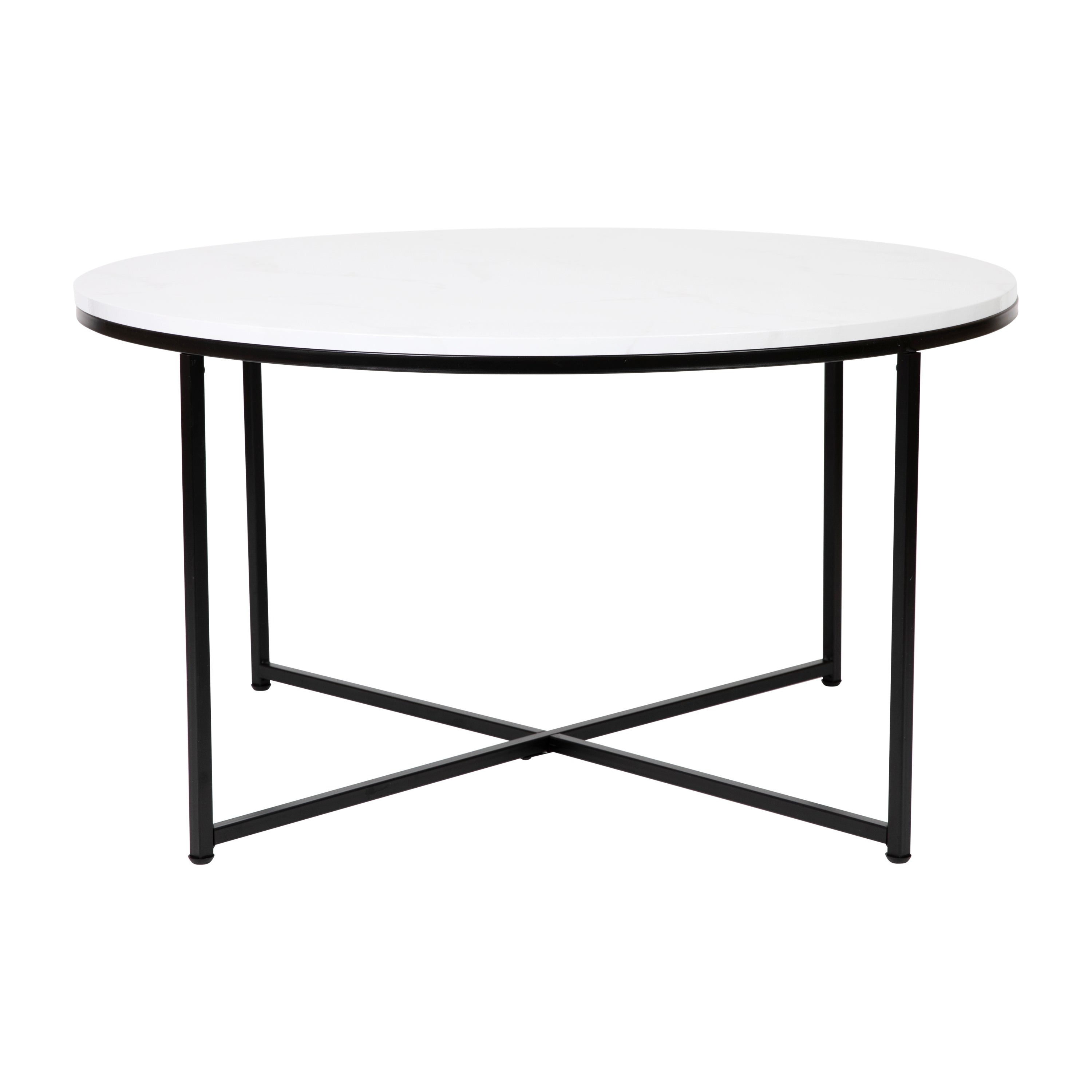 Hampstead Collection Coffee and End Table Set - Laminate Top with Crisscross Frame, 3 Piece Occasional Table Set-Coffee Table Set-Flash Furniture-Wall2Wall Furnishings