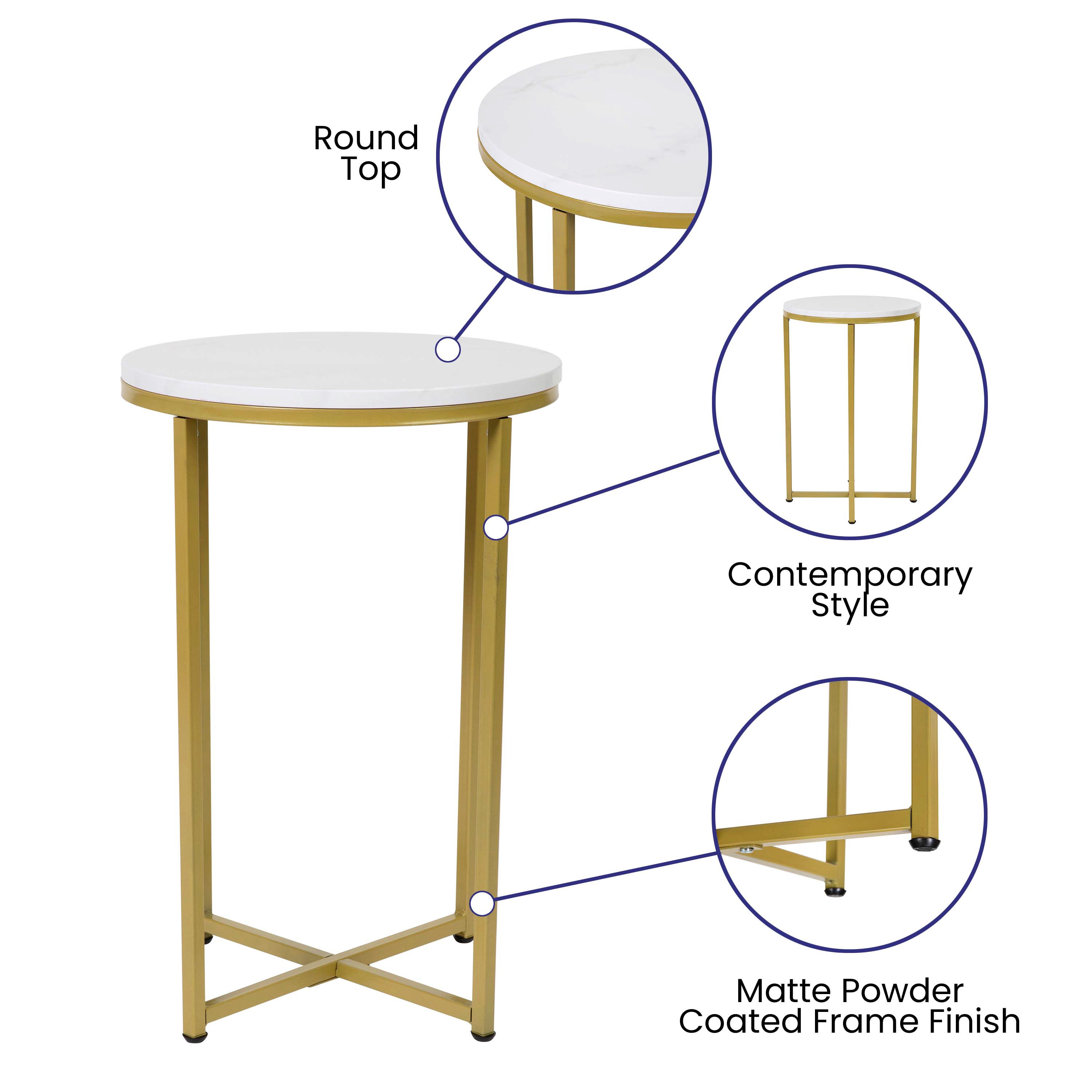Hampstead Collection Coffee and End Table Set - Laminate Top with Crisscross Frame, 3 Piece Occasional Table Set