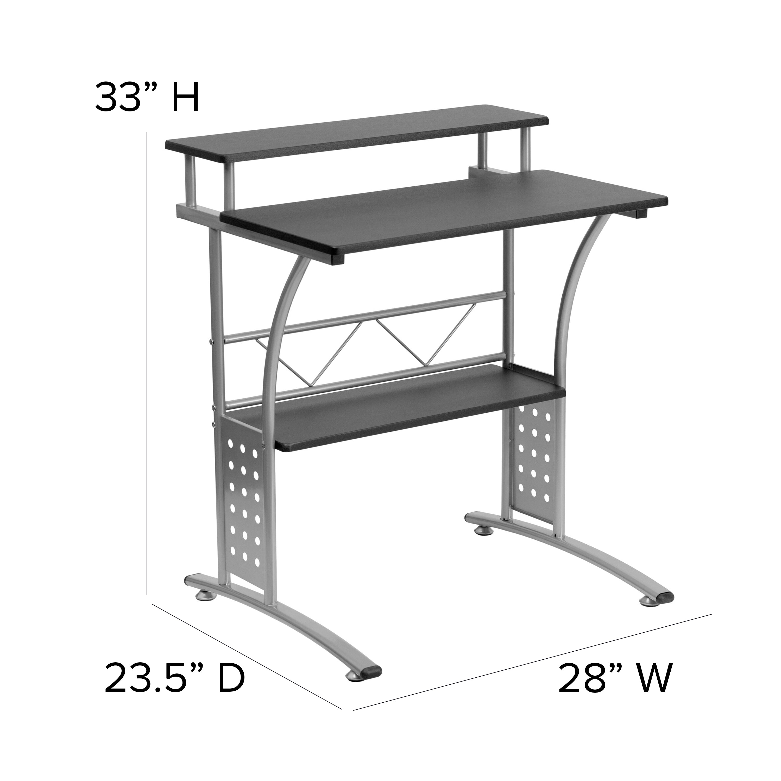 Computer Desk with Top and Lower Storage Shelves