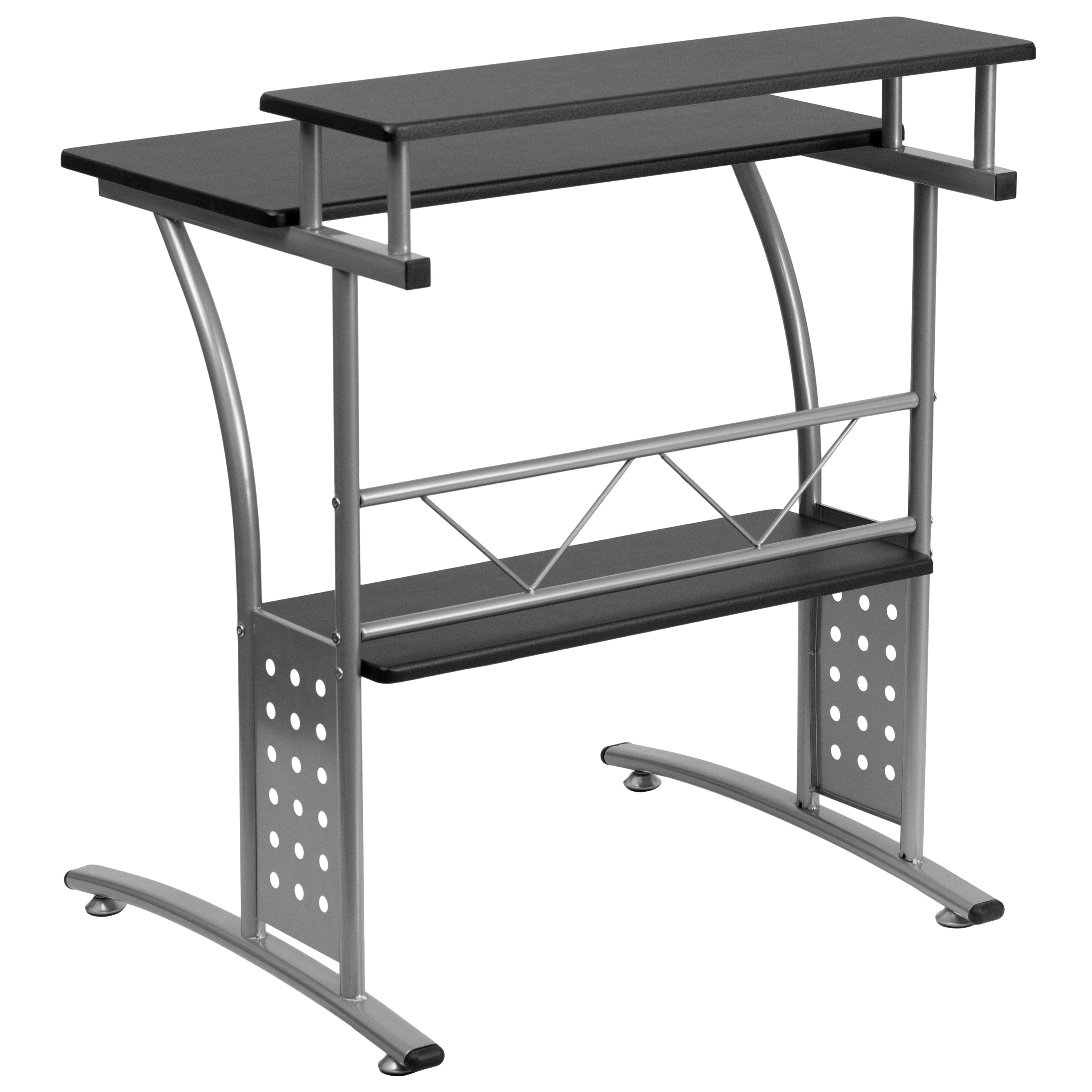 Computer Desk with Top and Lower Storage Shelves