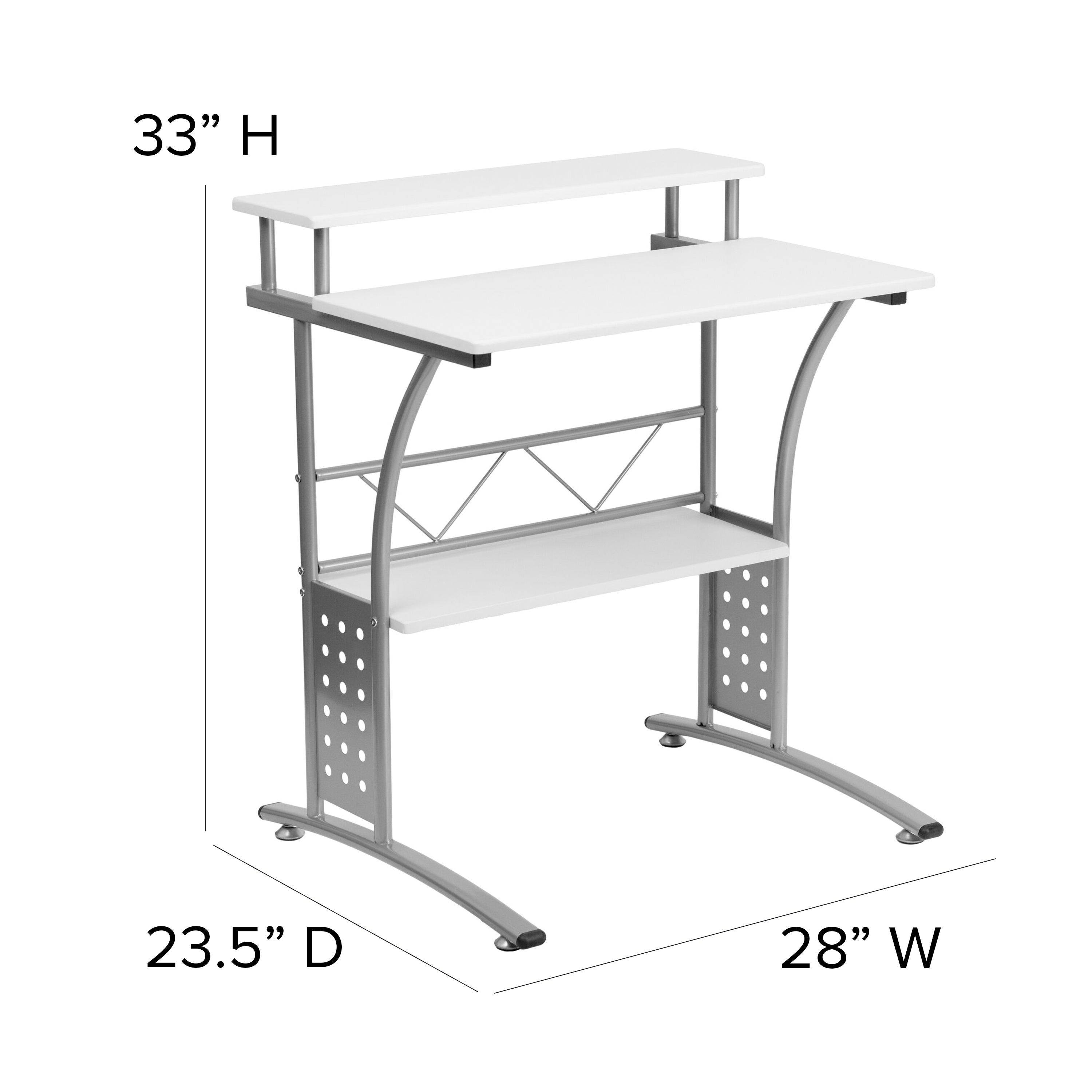 Computer Desk with Top and Lower Storage Shelves