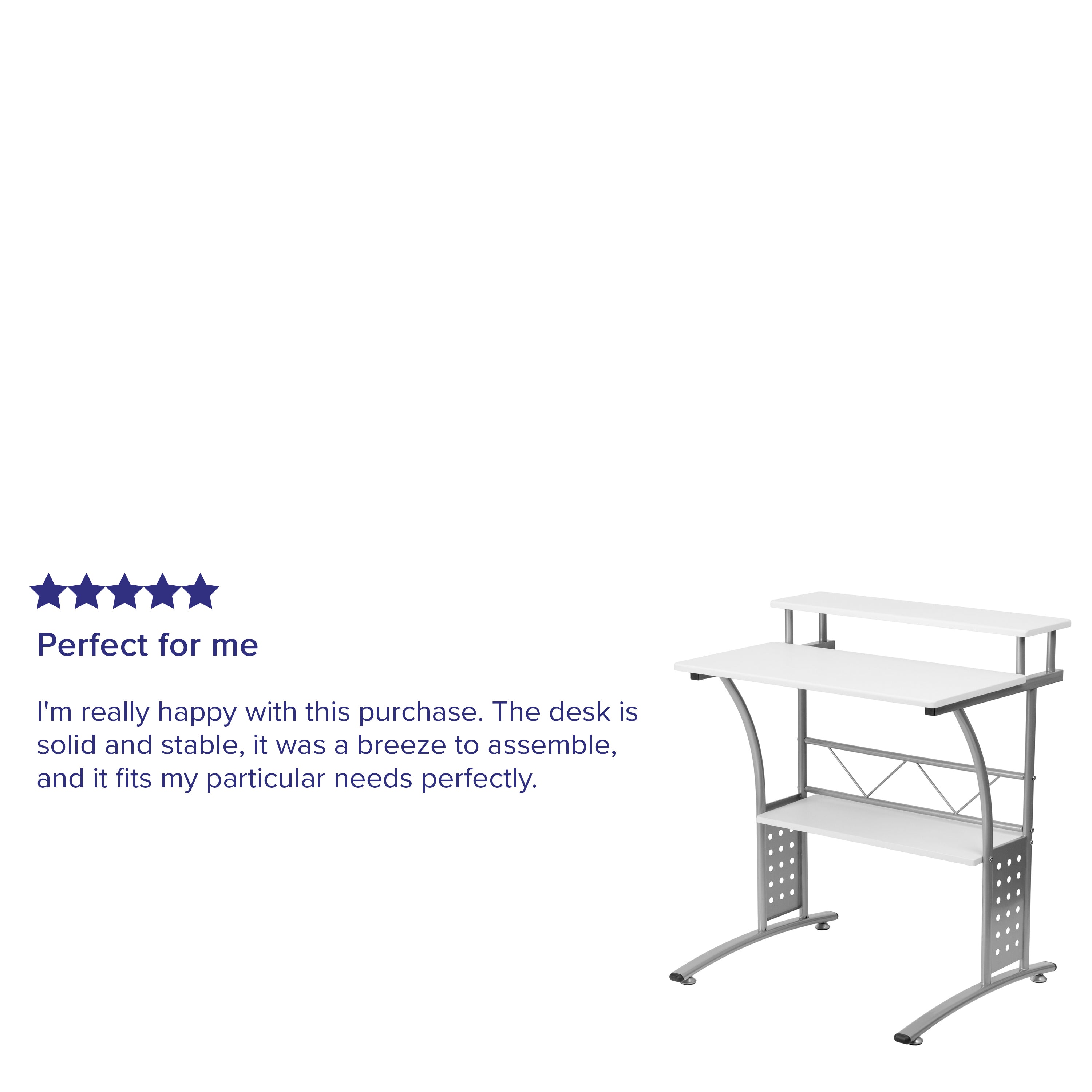 Computer Desk with Top and Lower Storage Shelves