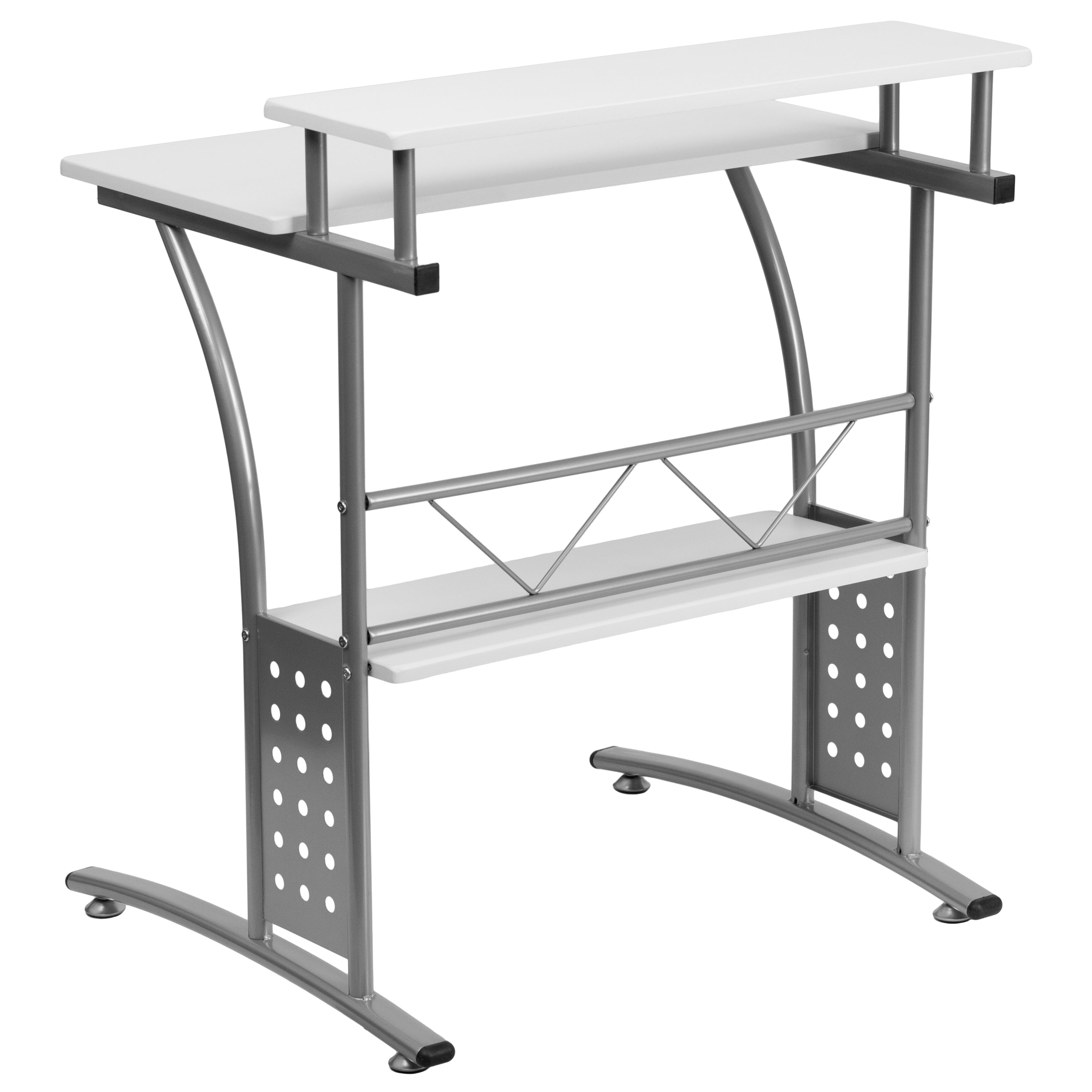 Computer Desk with Top and Lower Storage Shelves