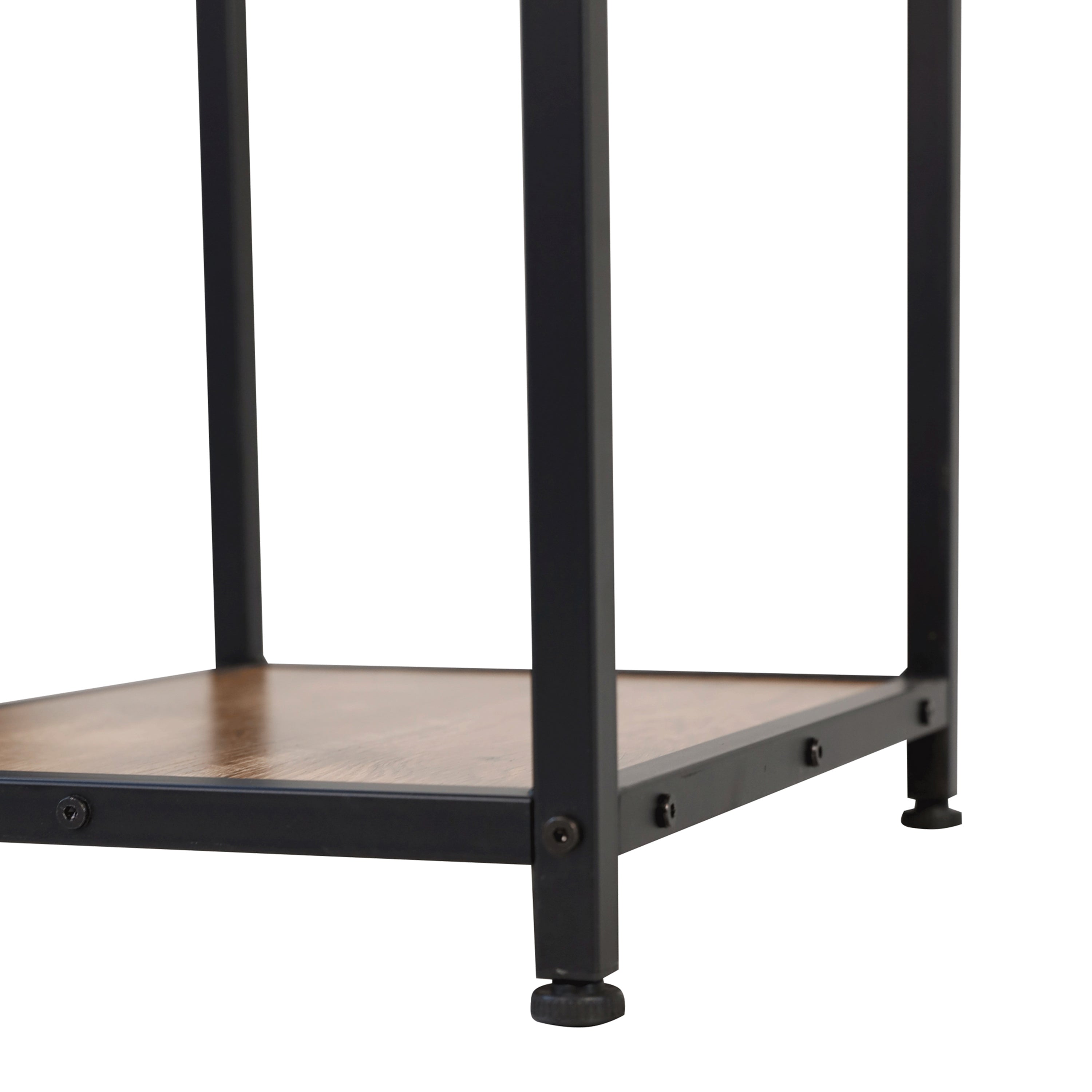 Jura Metal Bar and Wine Table with 2 Slanted Shelves for Bottle Storage and Hanging Glass Storage