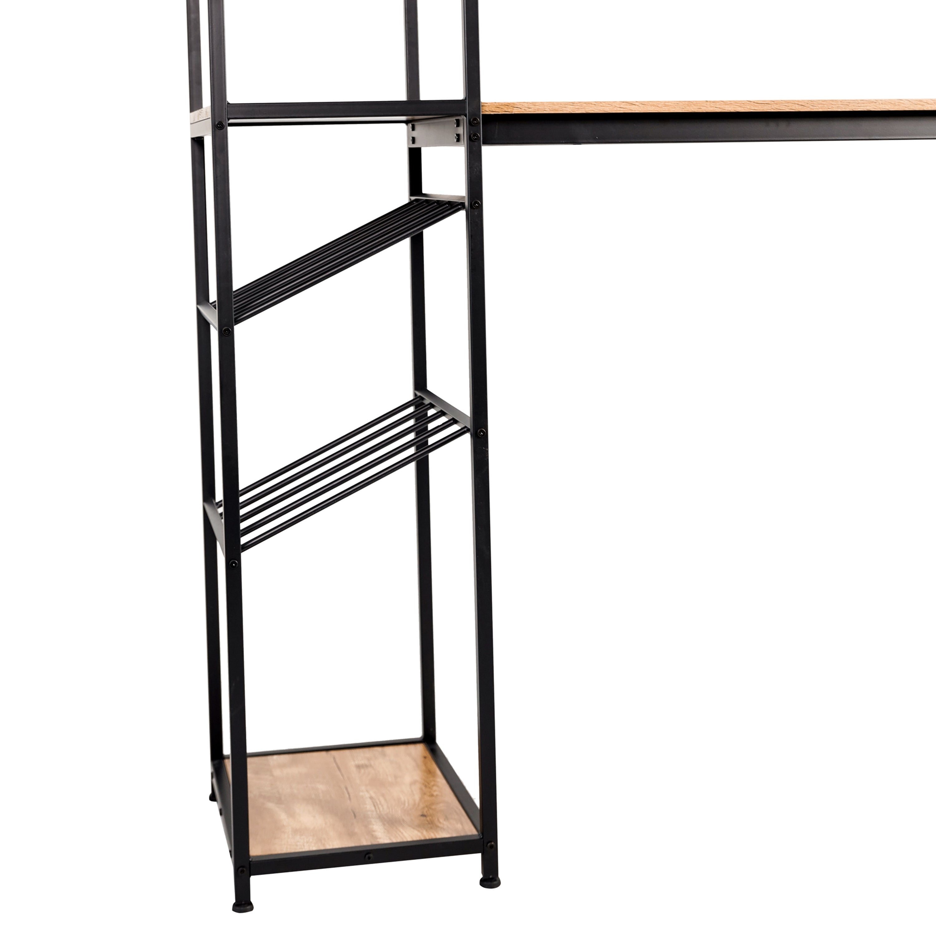 Jura Metal Bar and Wine Table with 2 Slanted Shelves for Bottle Storage and Hanging Glass Storage