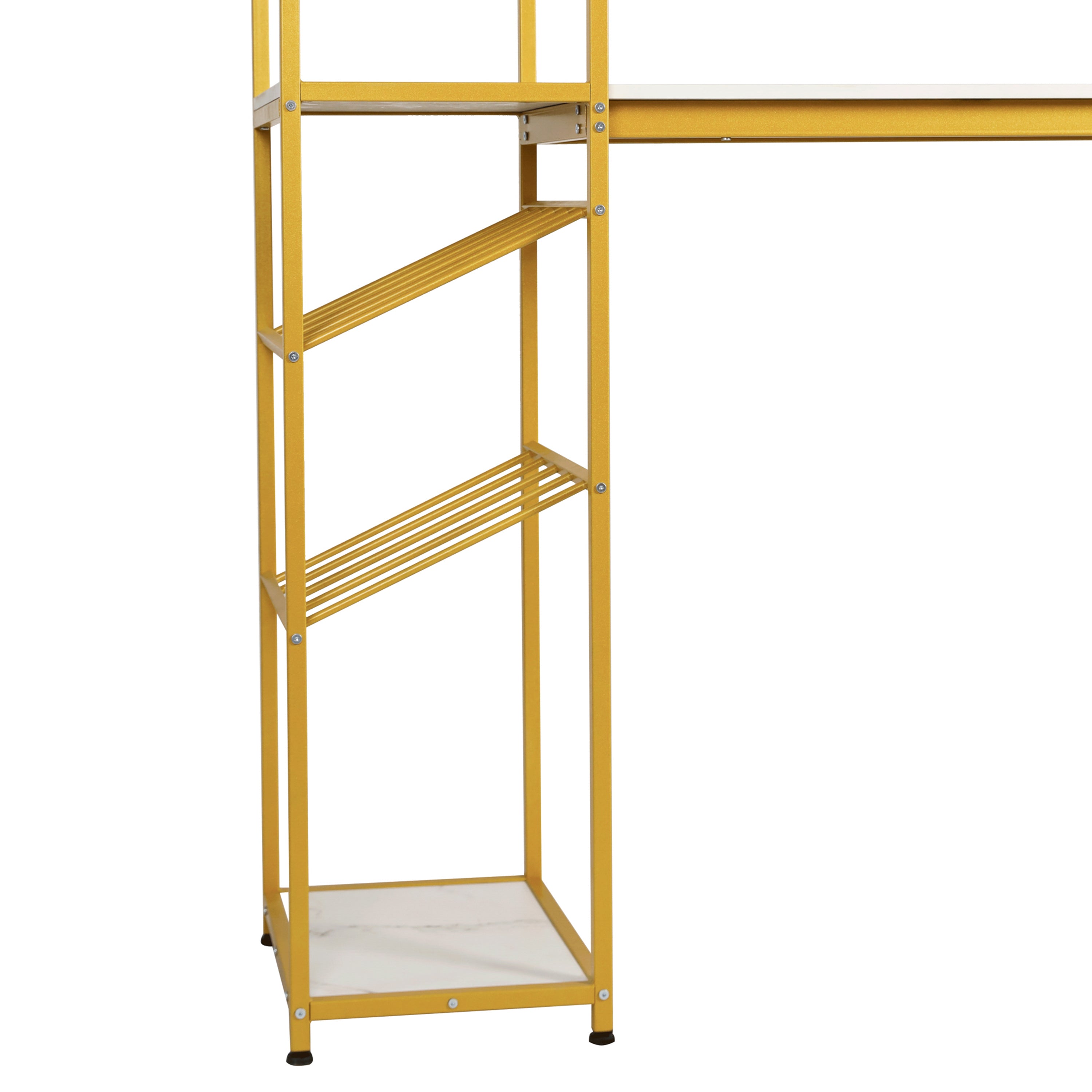 Jura Metal Bar and Wine Table with 2 Slanted Shelves for Bottle Storage and Hanging Glass Storage