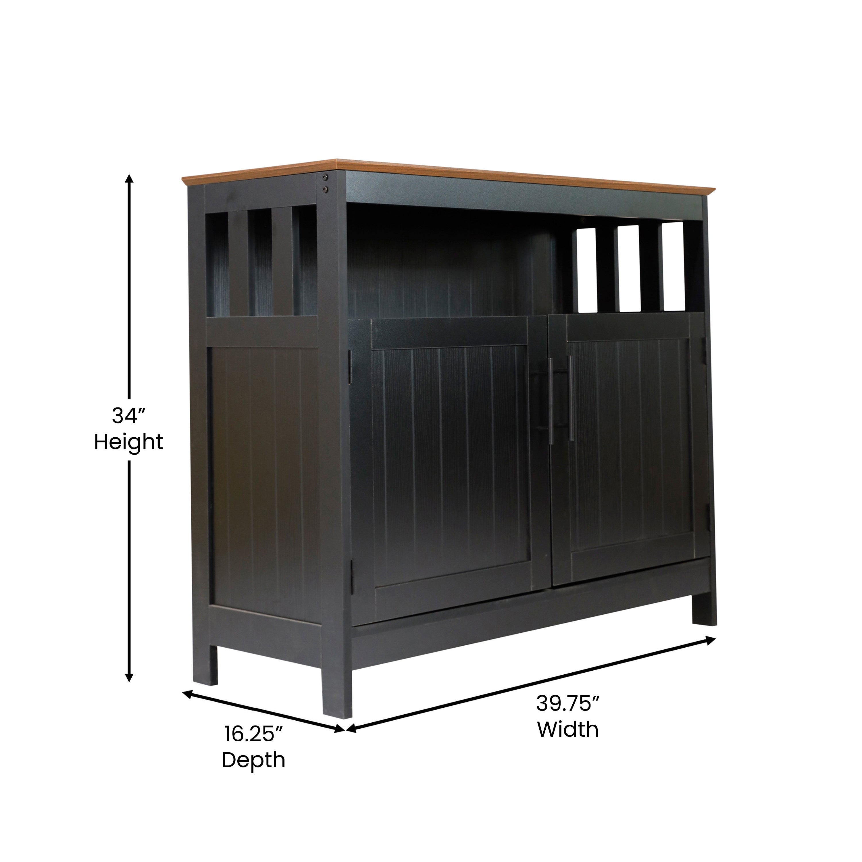 Mayfield Classic Buffet and Sideboard with Double Door Storage Cabinet and Open Storage Shelf