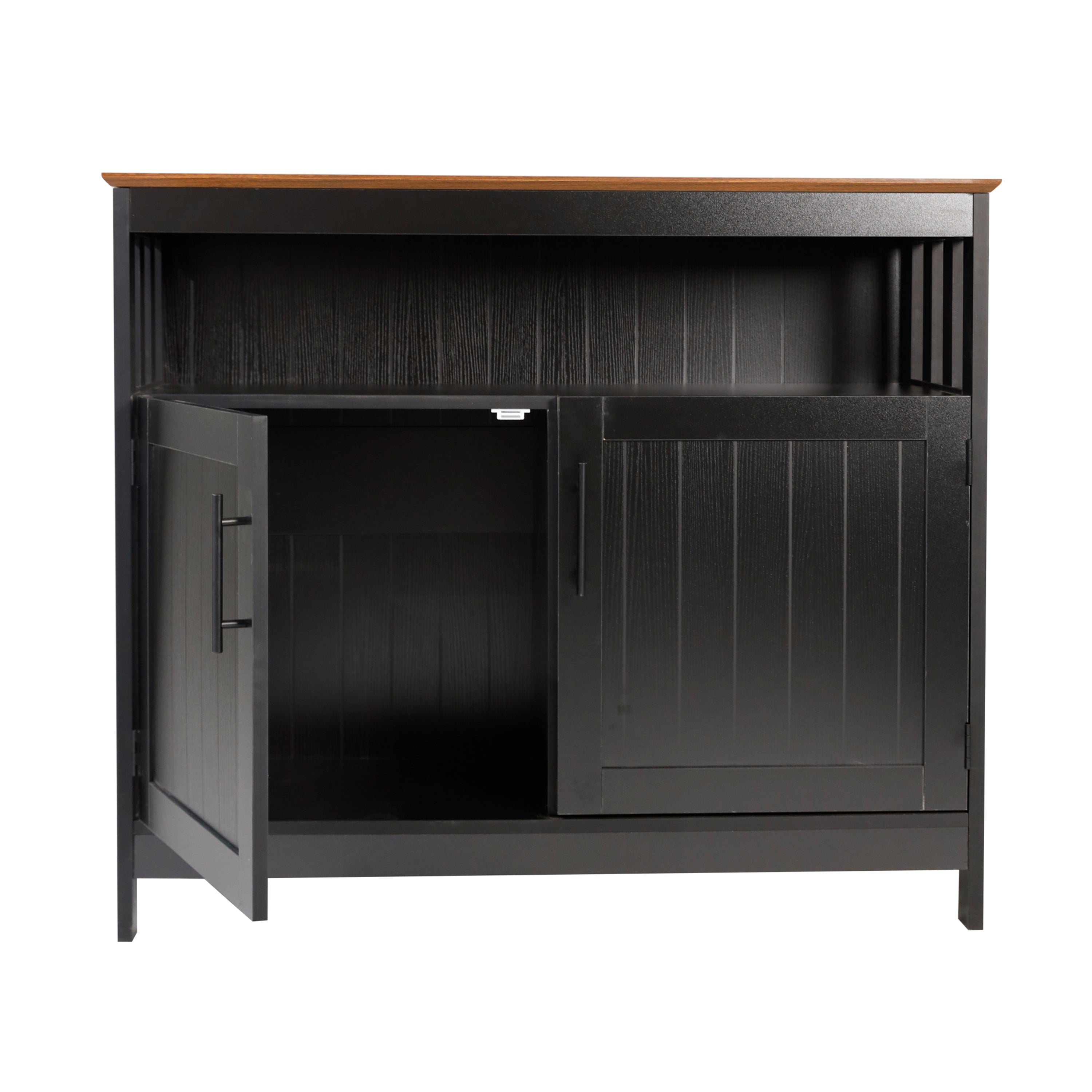 Mayfield Classic Buffet and Sideboard with Double Door Storage Cabinet and Open Storage Shelf-Bar Cabinets-Flash Furniture-Wall2Wall Furnishings