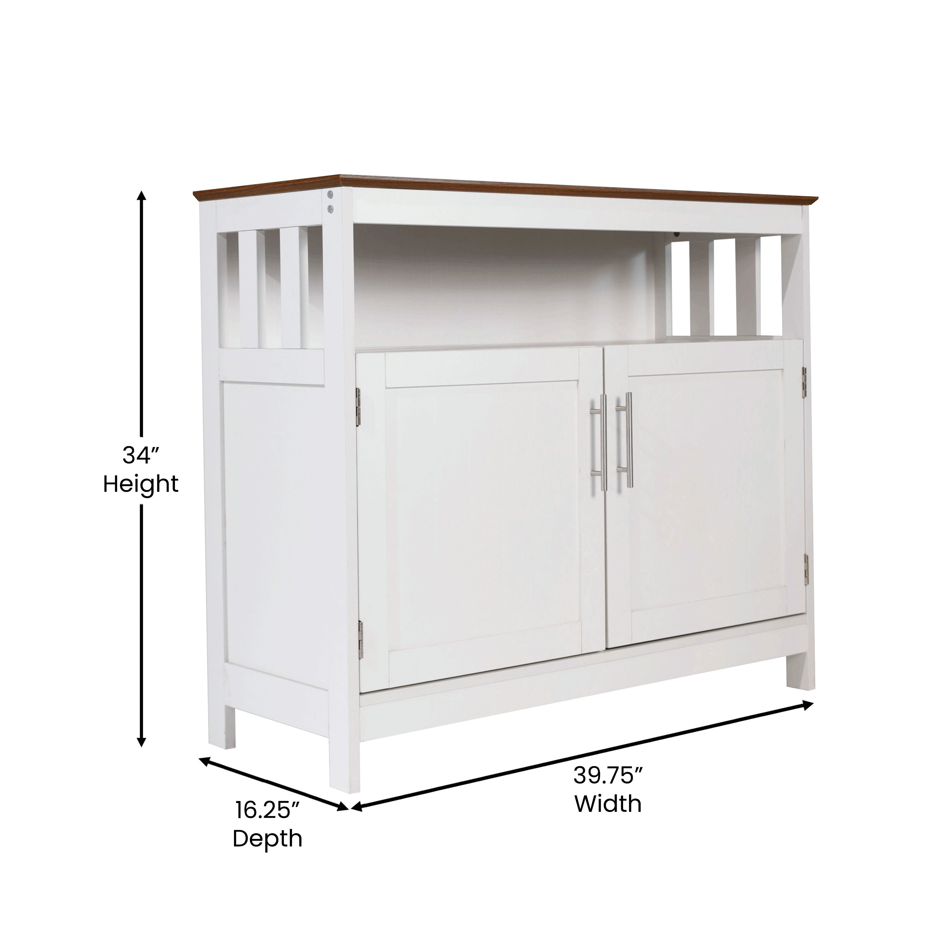 Mayfield Classic Buffet and Sideboard with Double Door Storage Cabinet and Open Storage Shelf