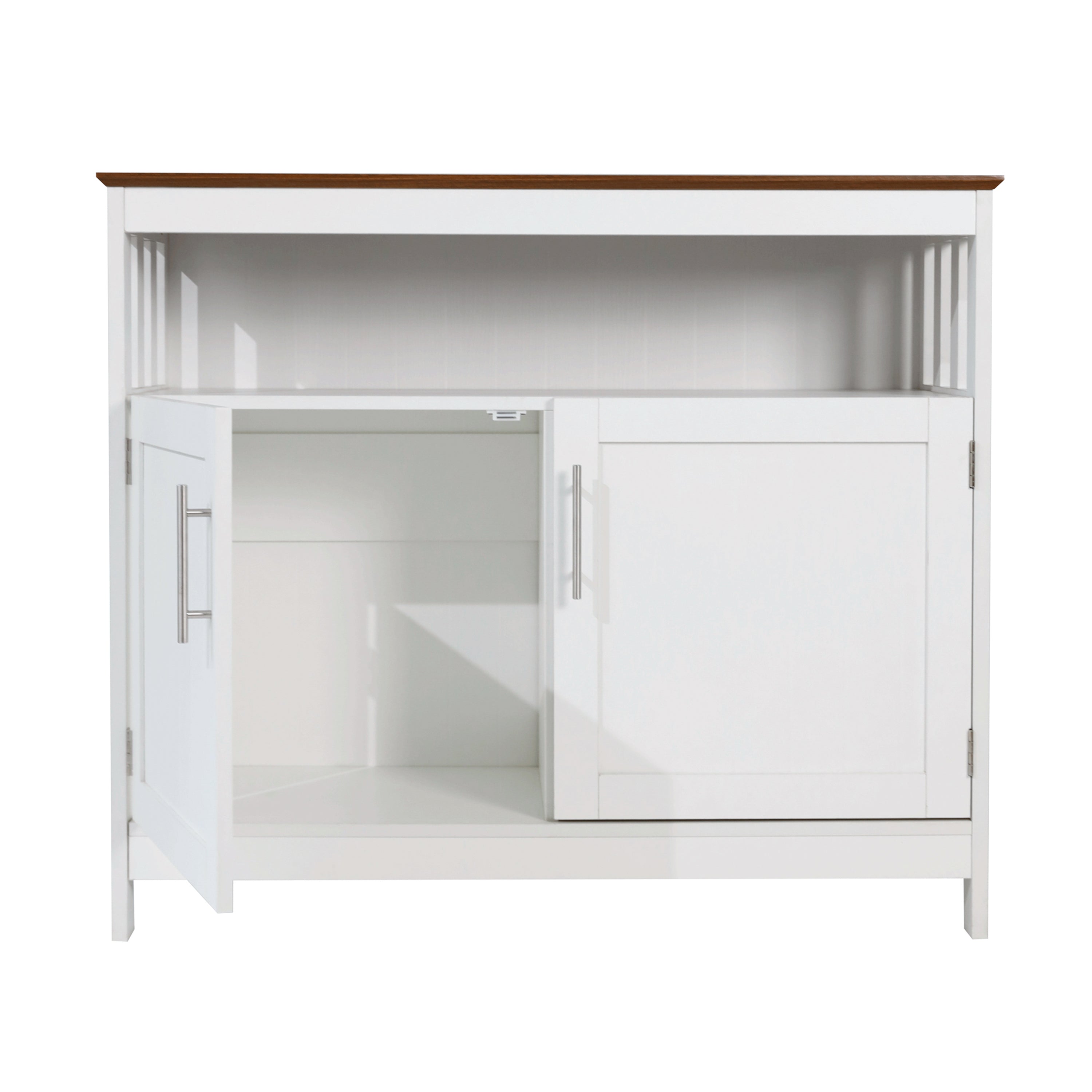 Mayfield Classic Buffet and Sideboard with Double Door Storage Cabinet and Open Storage Shelf-Bar Cabinets-Flash Furniture-Wall2Wall Furnishings