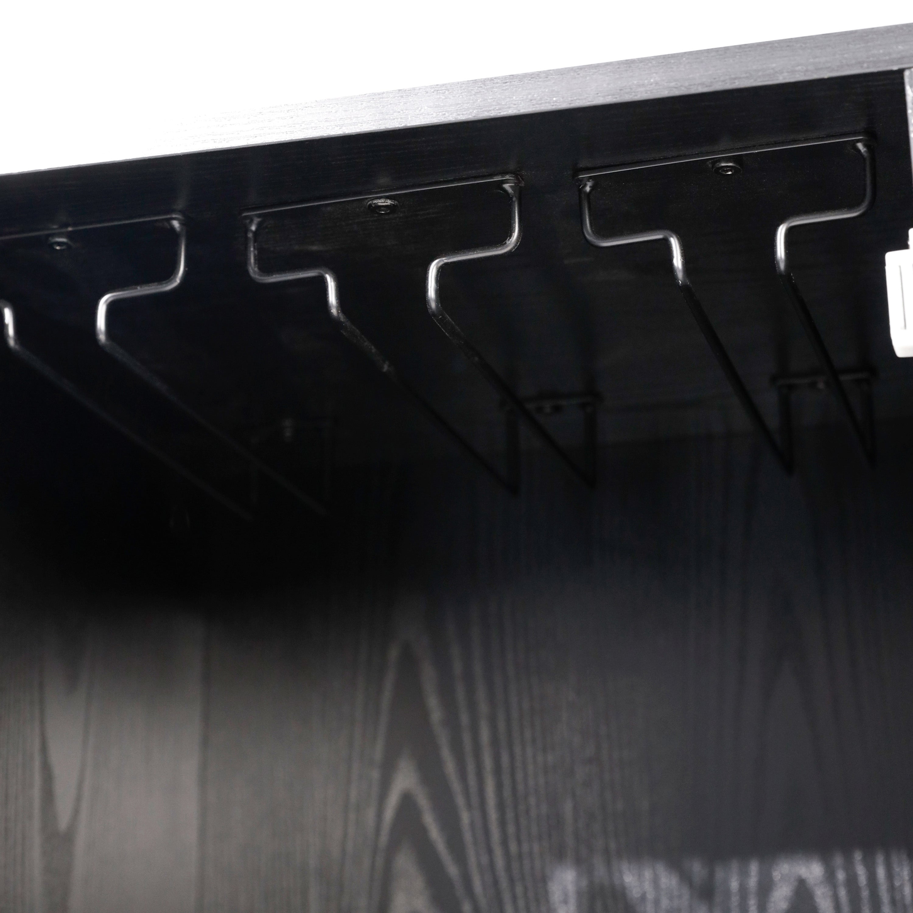 Elmont Classic Bar and Sideboard with Shaker Style Single Door Cabinet with Hanging Glass Storage and Open Bottle Shelves