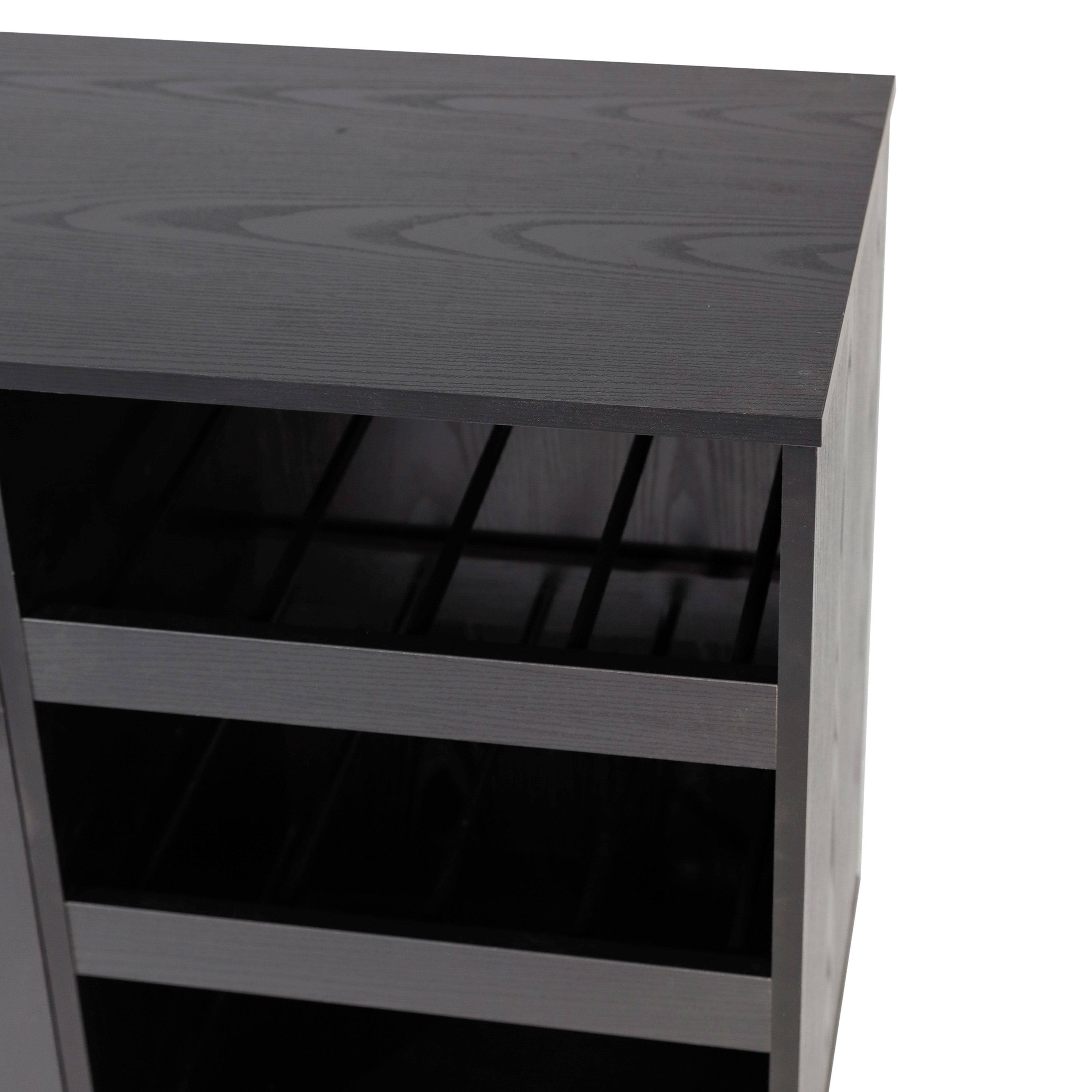 Elmont Classic Bar and Sideboard with Shaker Style Single Door Cabinet with Hanging Glass Storage and Open Bottle Shelves