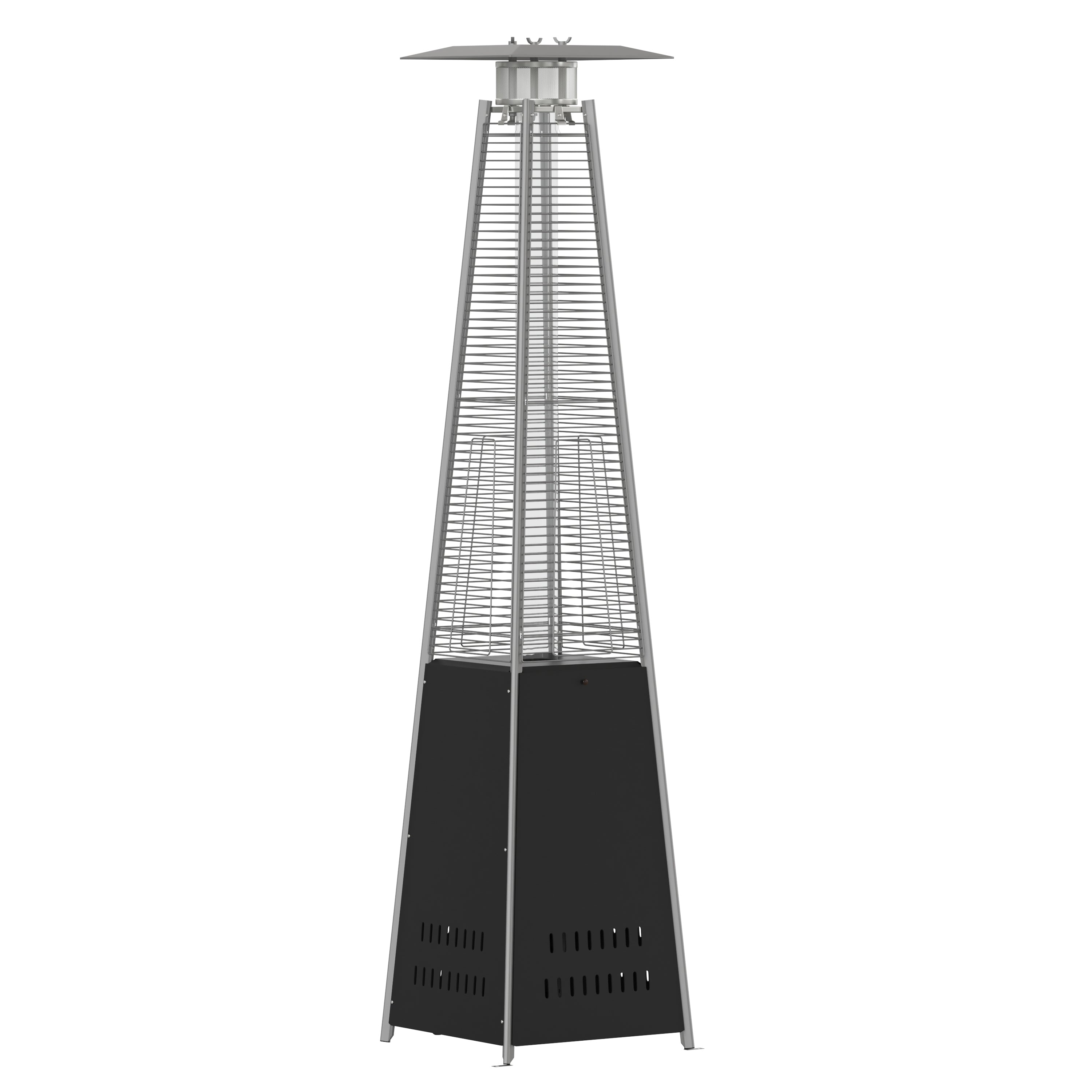 Sol Patio Outdoor Heating-Stainless Steel Pyramid 42,000 BTU Propane Heater with Wheels for Commercial & Residential Use-Portable Patio Heaters-Flash Furniture-Wall2Wall Furnishings