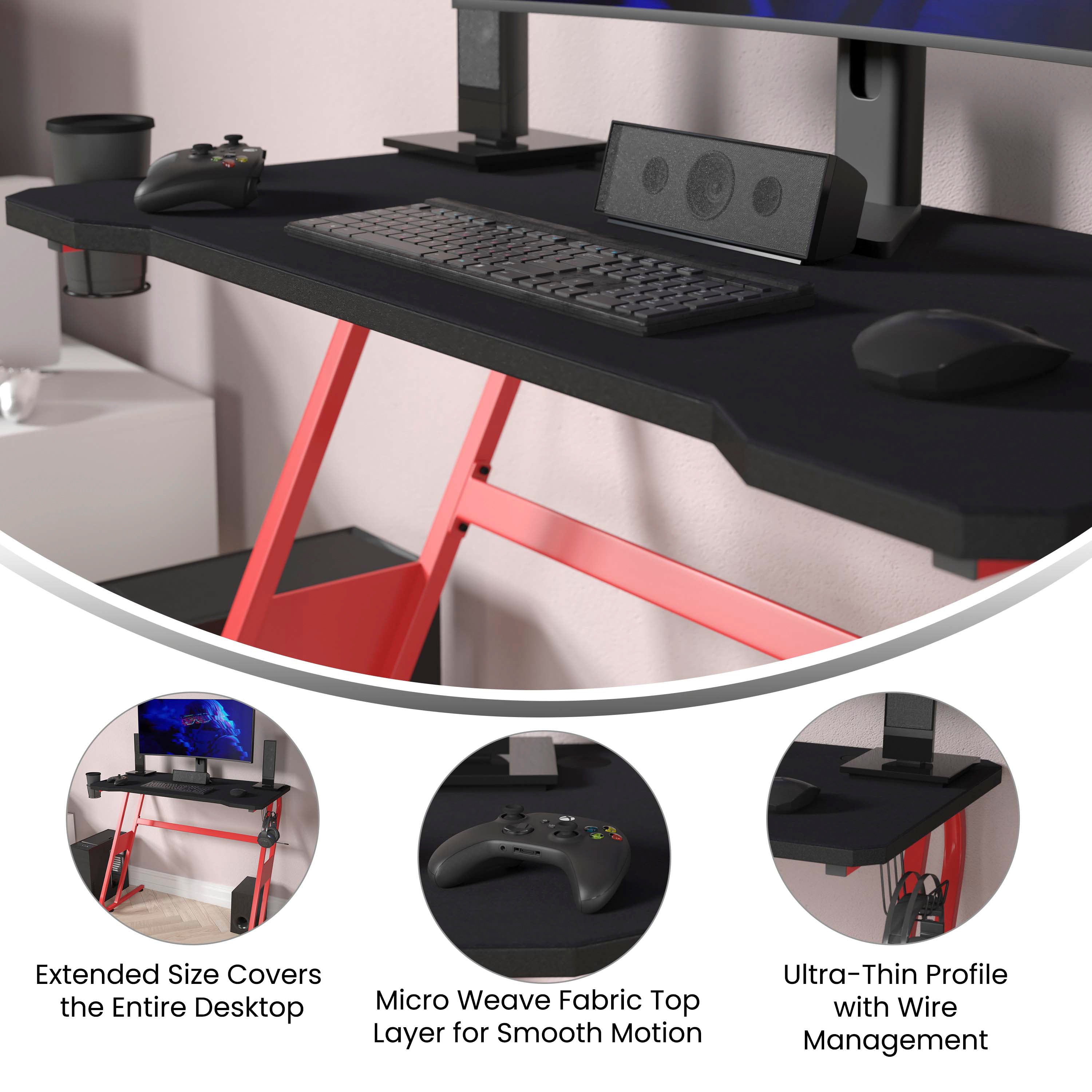 Fisher Mega Size Extended Gaming Mouse Pad with Anti-Slip Rubber Base and Micro Weave Top, Large Home Office Desk Mat-Gaming Mousepads-Flash Furniture-Wall2Wall Furnishings
