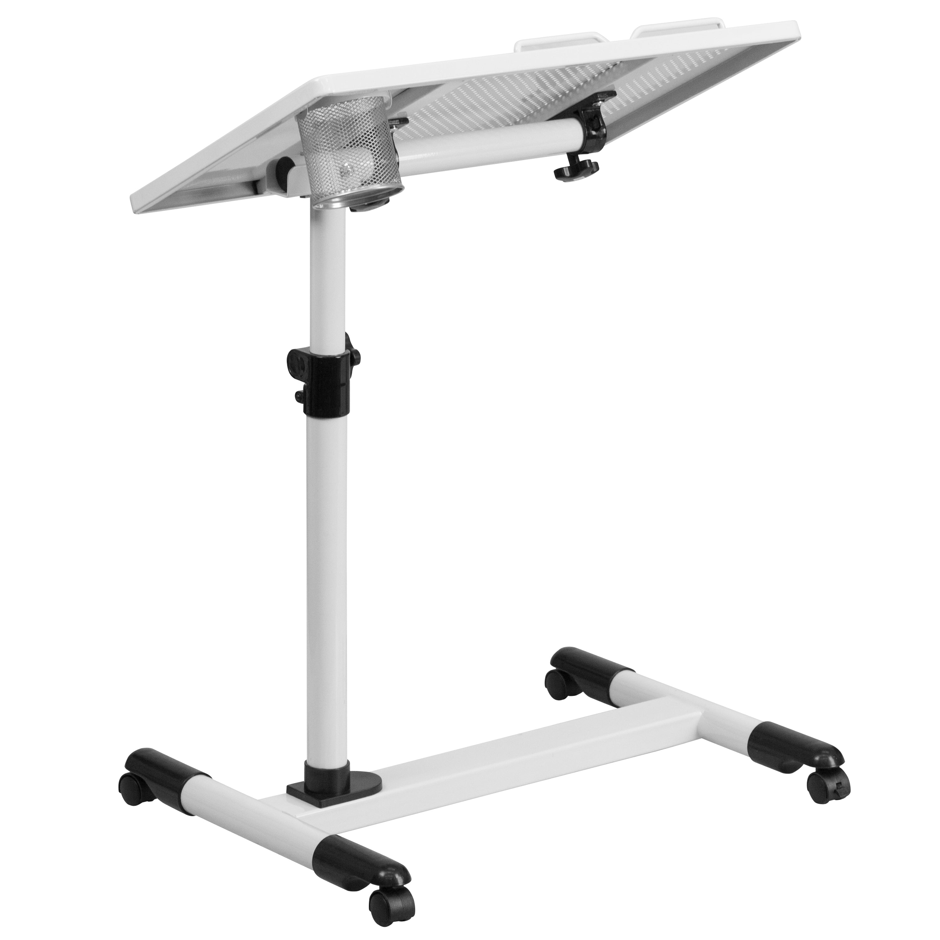 Adjustable Height Steel Mobile Computer Desk-Desk-Flash Furniture-Wall2Wall Furnishings