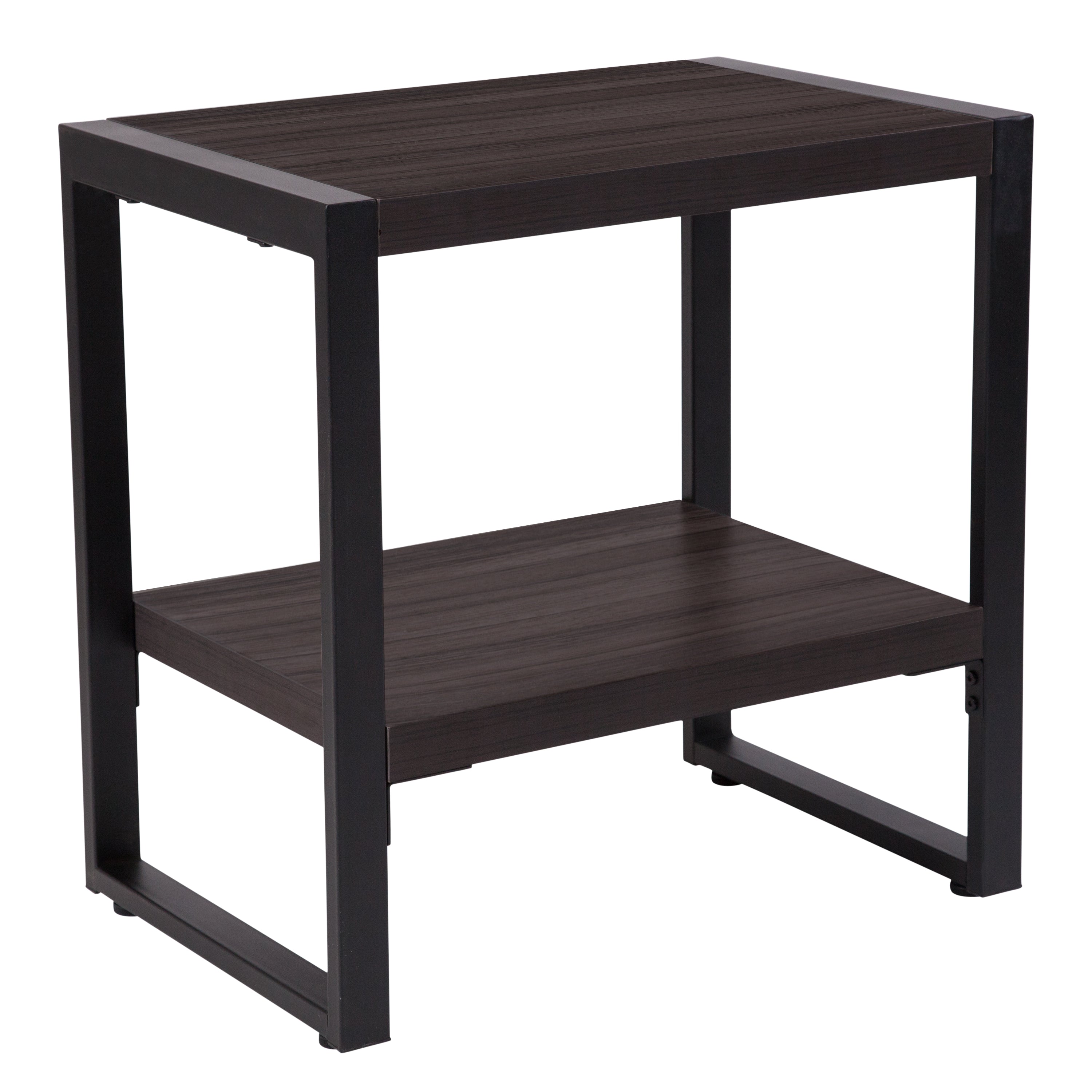 Thompson Collection Wood Grain Finish End Table with Metal Frame-End Table-Flash Furniture-Wall2Wall Furnishings