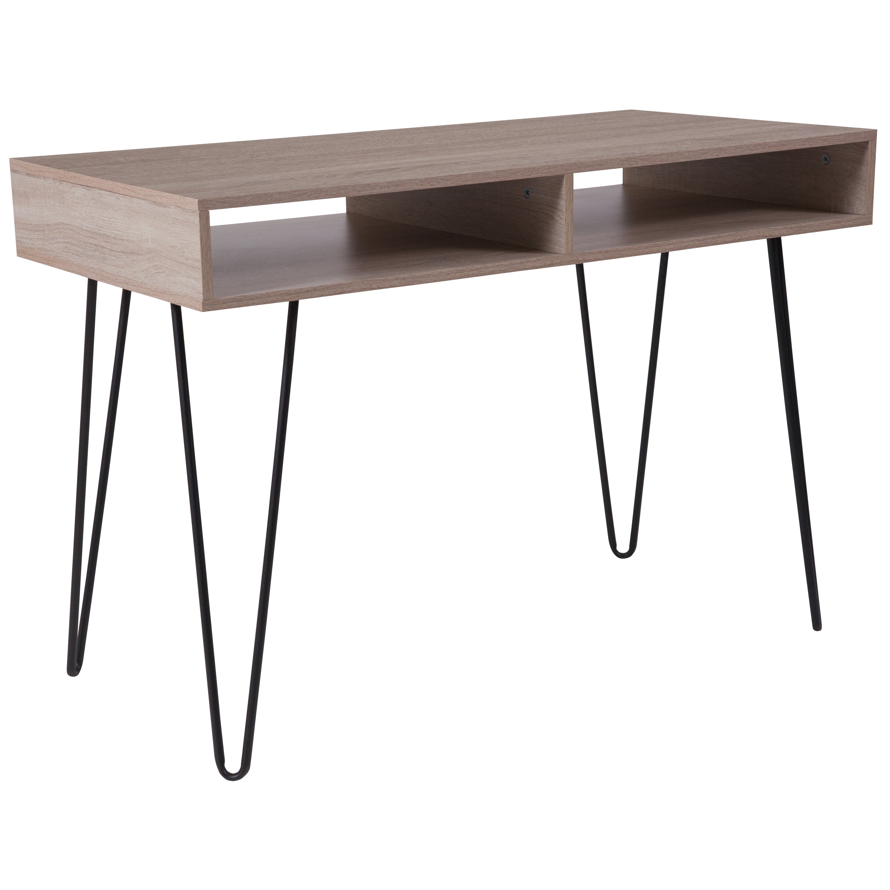 Franklin Wood Grain Finish Computer Table with Metal Legs-Desk-Flash Furniture-Wall2Wall Furnishings