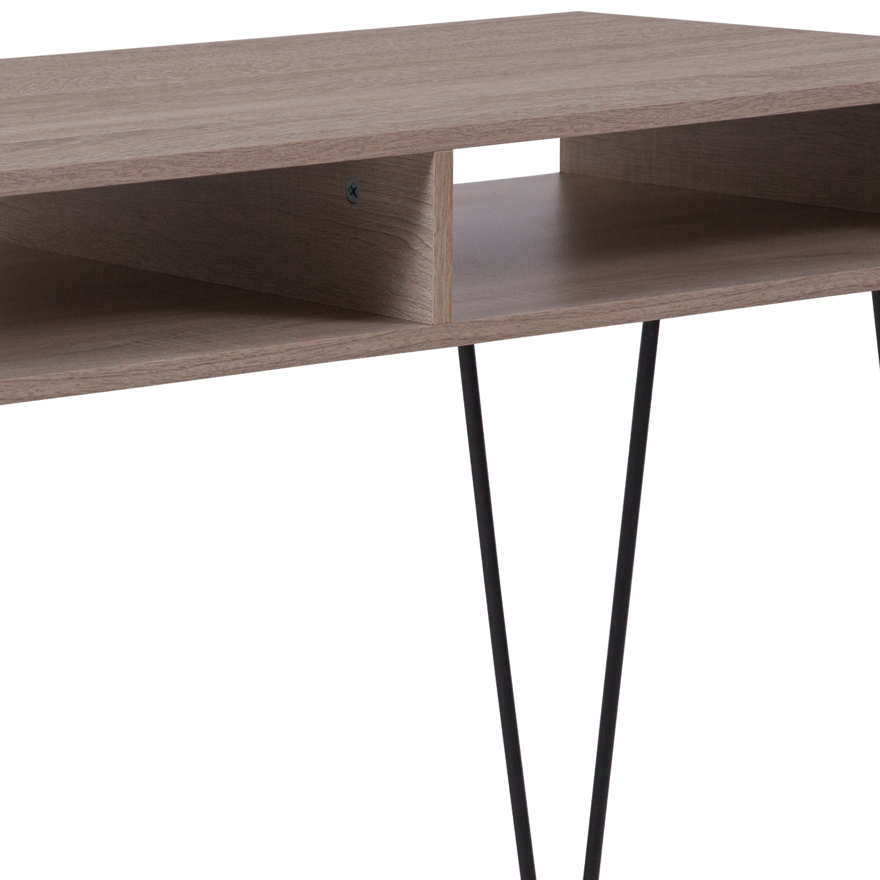 Franklin Wood Grain Finish Computer Table with Metal Legs-Desk-Flash Furniture-Wall2Wall Furnishings