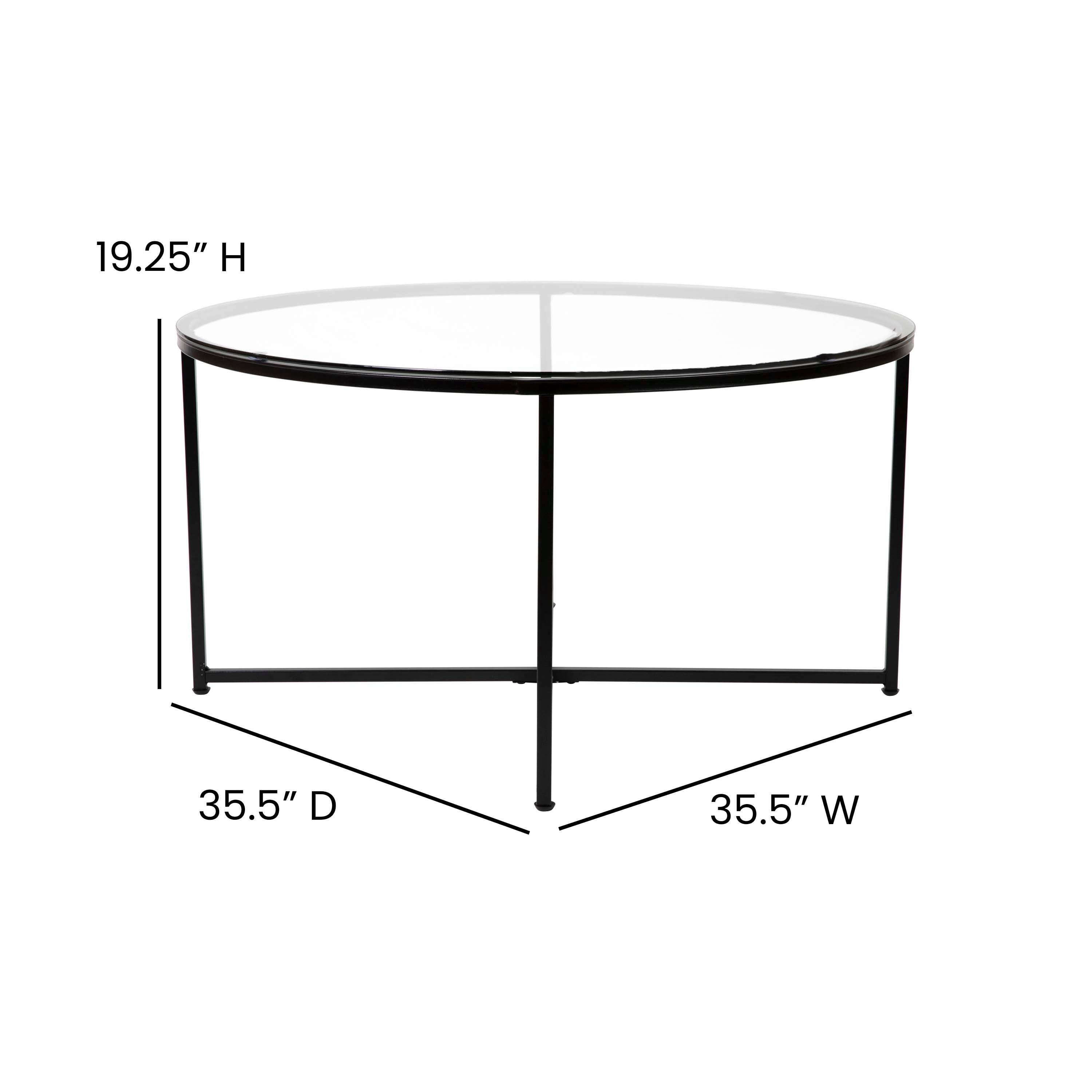 Greenwich Collection Coffee Table - Modern Glass Accent Table with Crisscross Frame-Coffee Table-Flash Furniture-Wall2Wall Furnishings