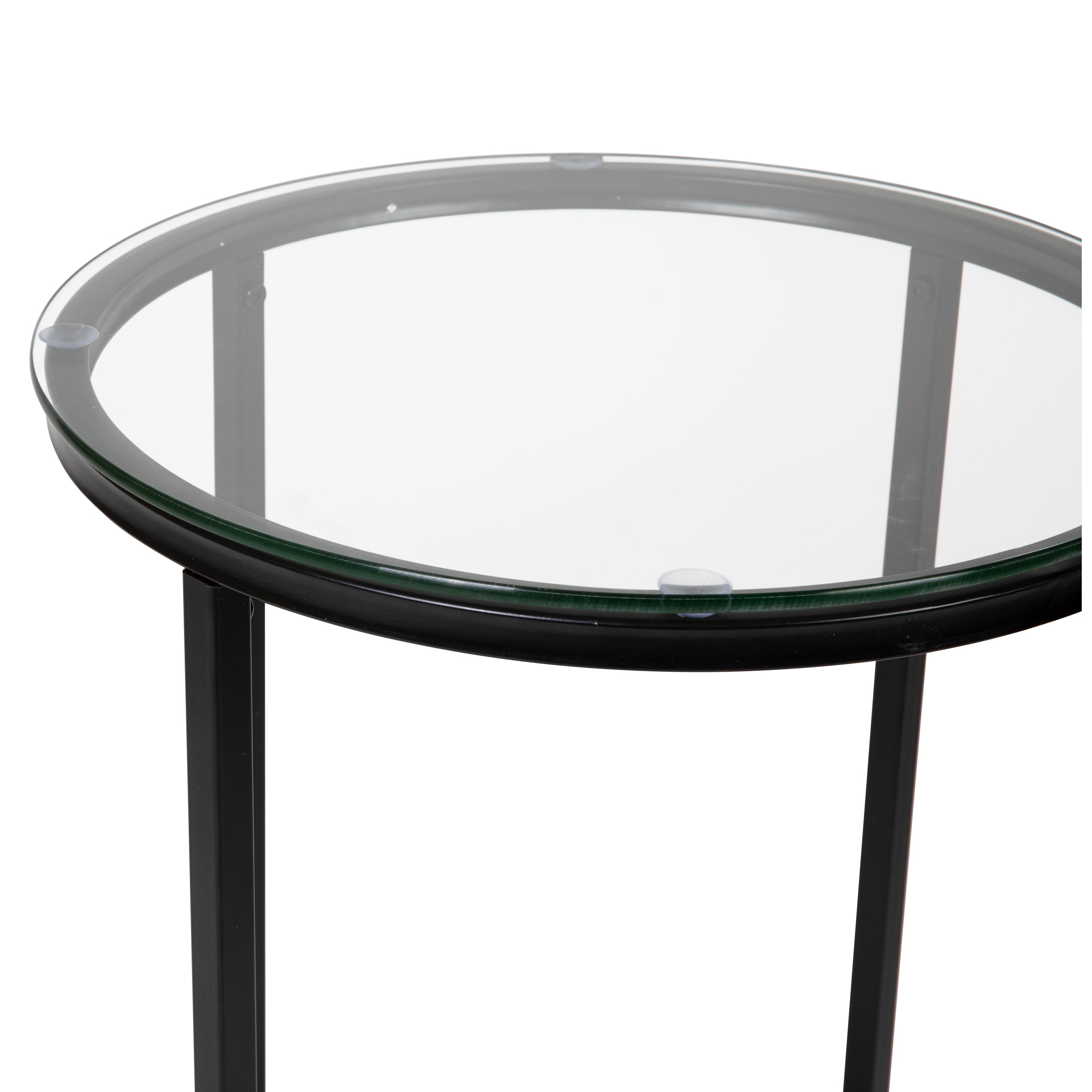 Greenwich Collection End Table - Modern Glass Accent Table with Crisscross Frame-End Table-Flash Furniture-Wall2Wall Furnishings