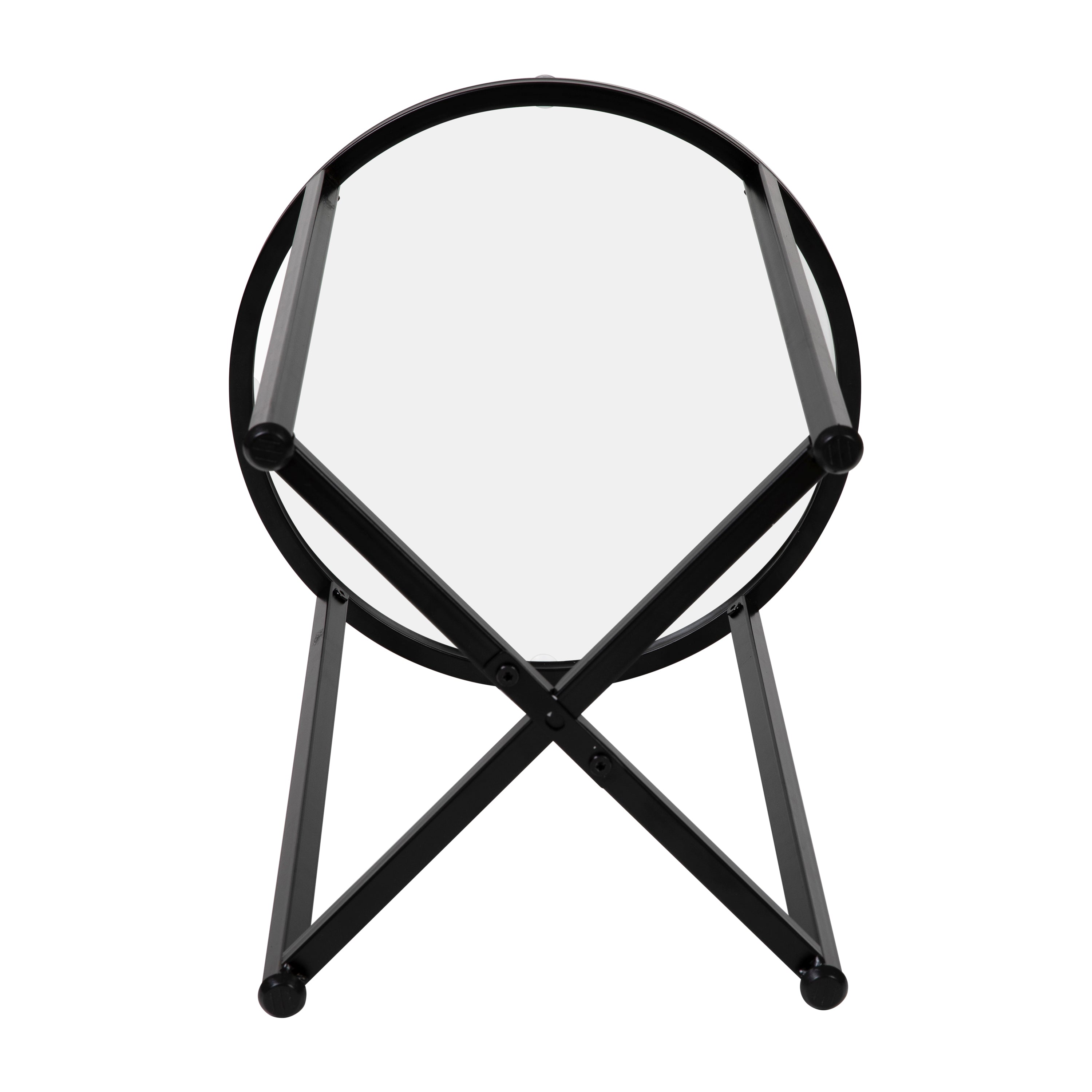 Greenwich Collection End Table - Modern Glass Accent Table with Crisscross Frame