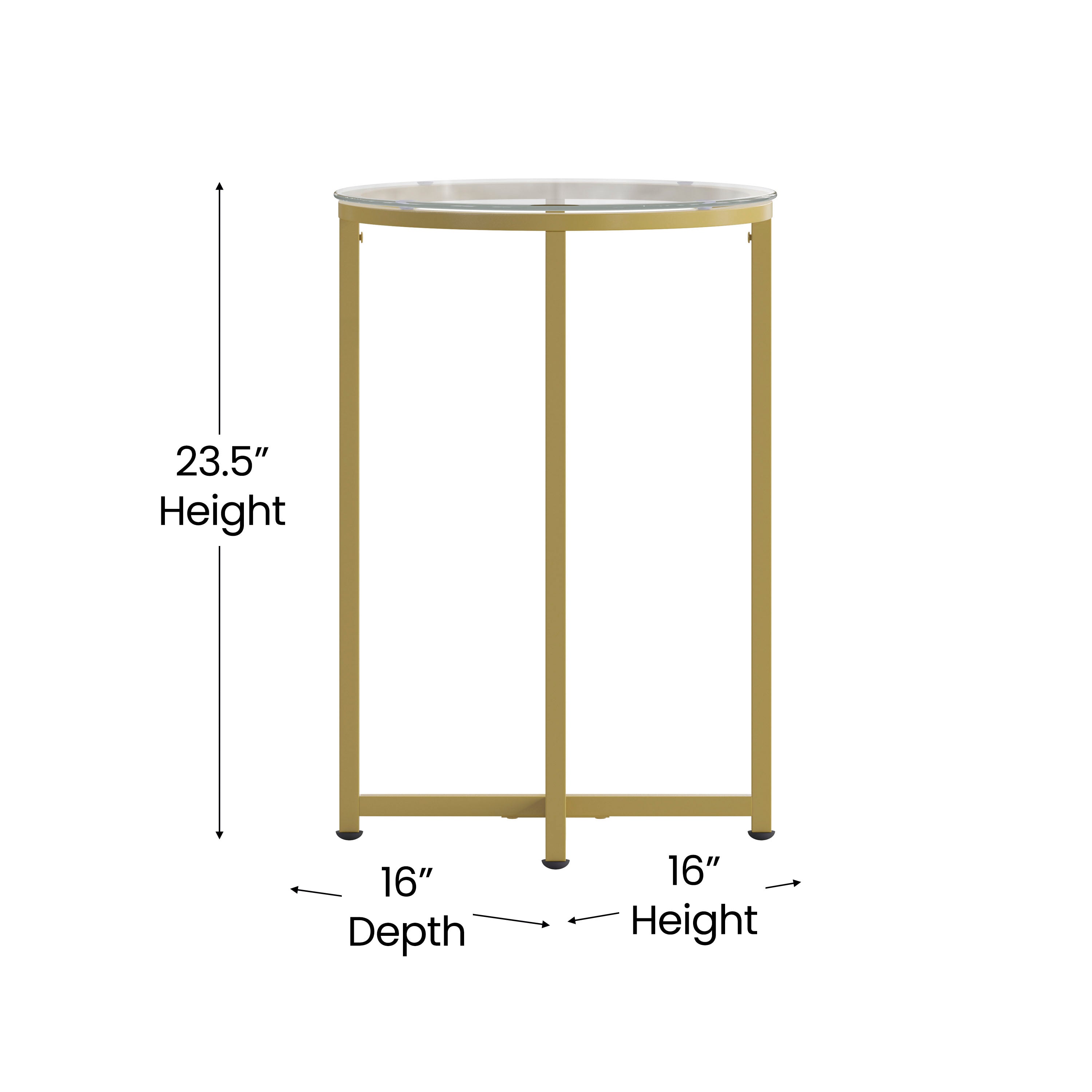 Greenwich Collection End Table - Modern Glass Accent Table with Crisscross Frame