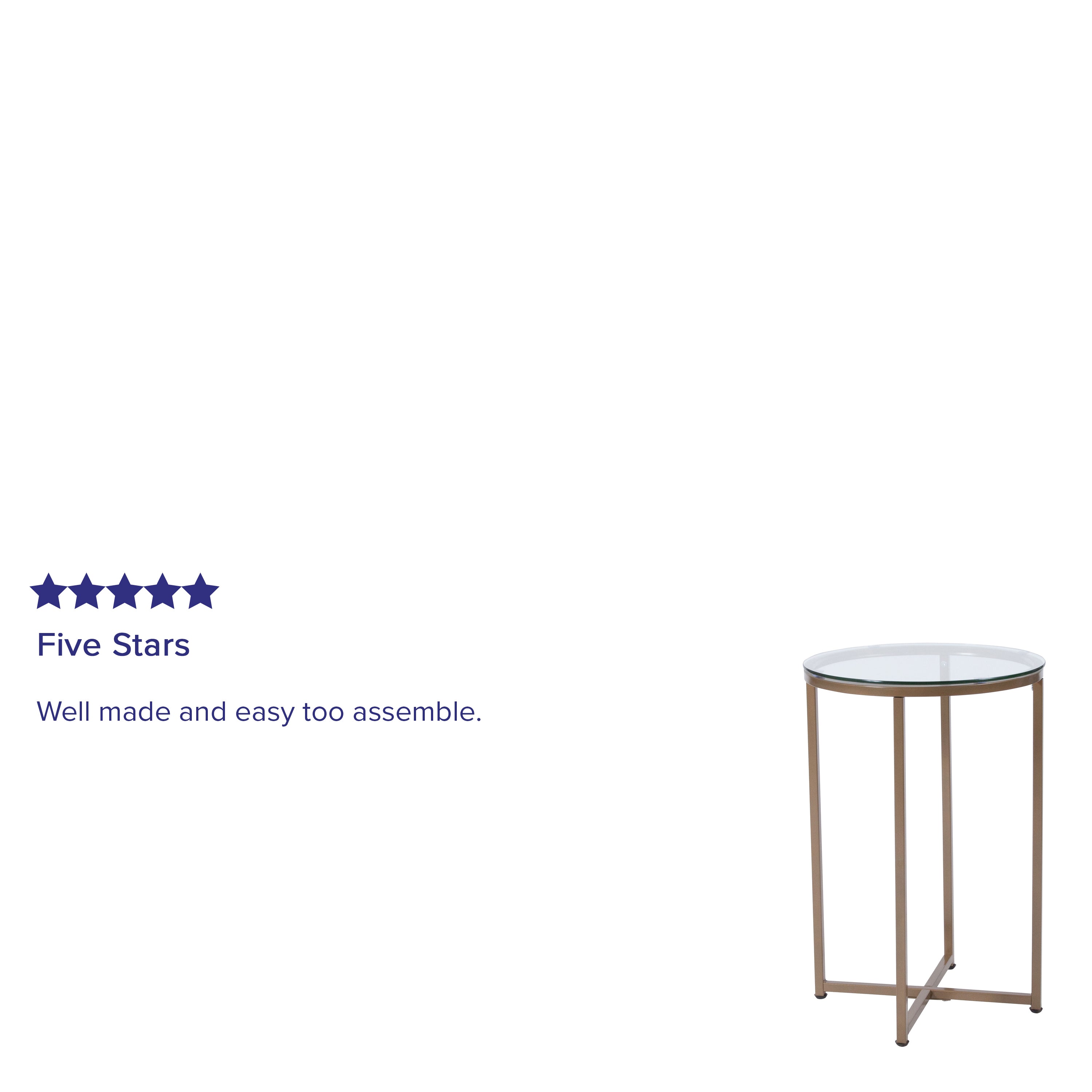 Greenwich Collection End Table - Modern Glass Accent Table with Crisscross Frame