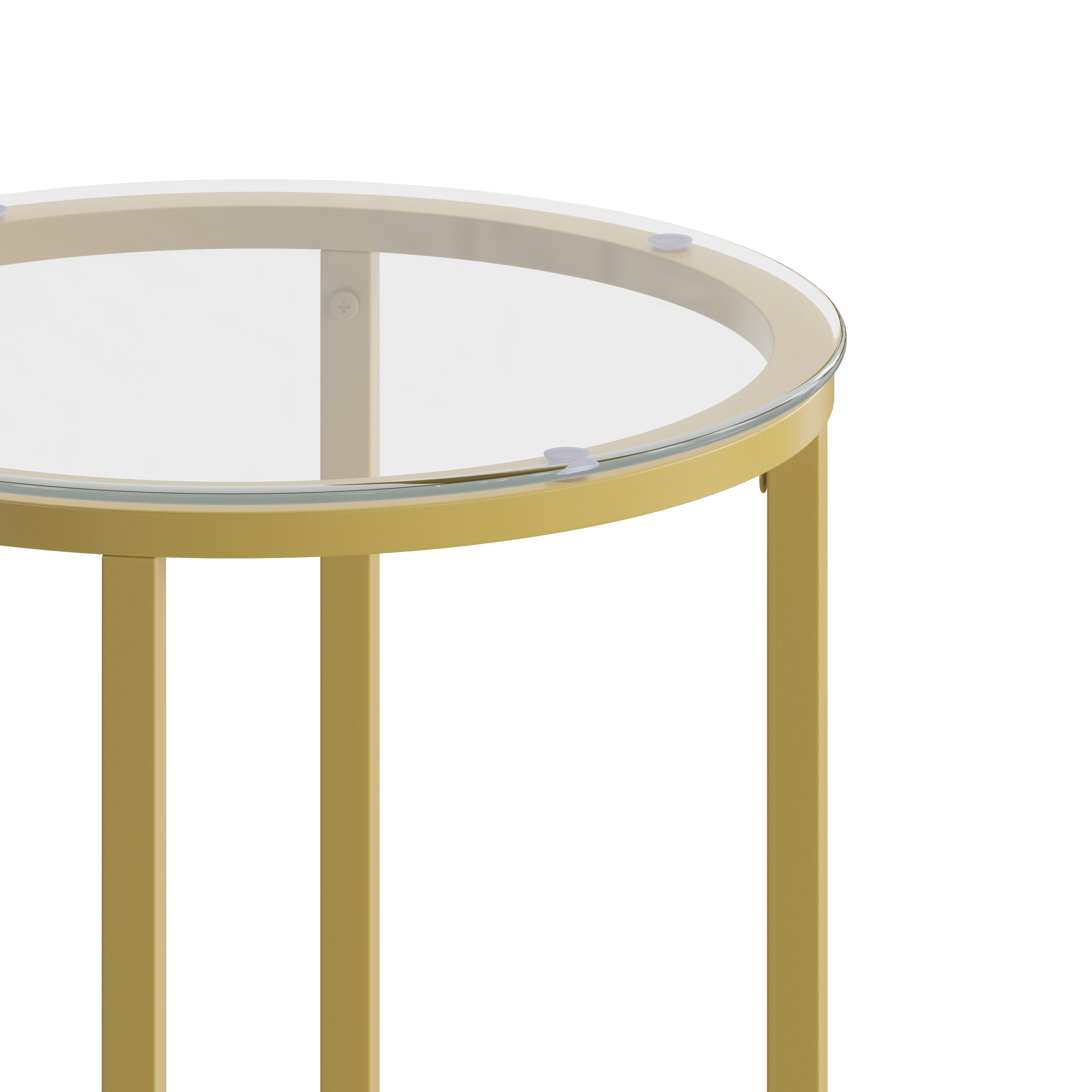 Greenwich Collection End Table - Modern Glass Accent Table with Crisscross Frame