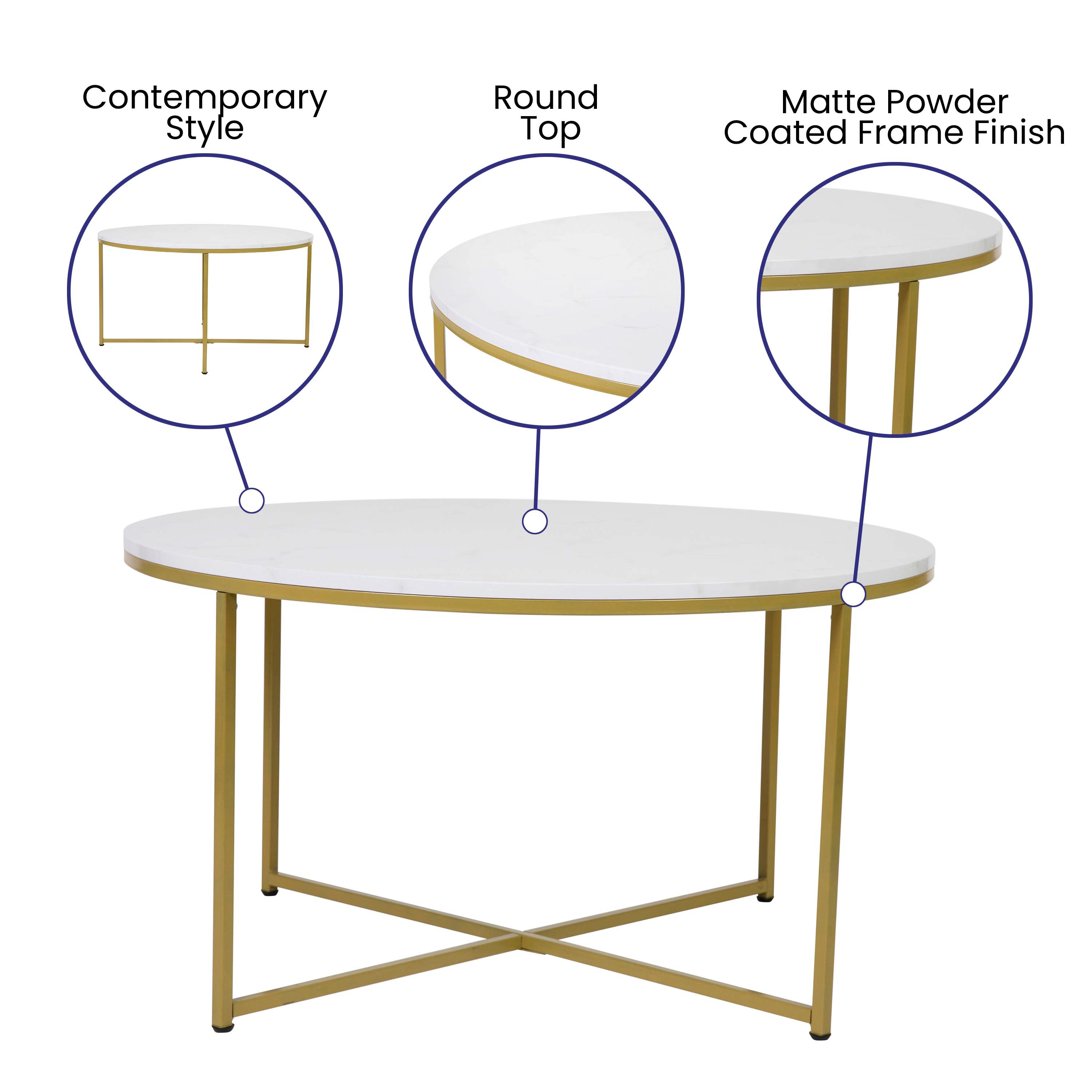 Hampstead Collection Coffee Table - Modern Laminate Accent Table with Crisscross Frame