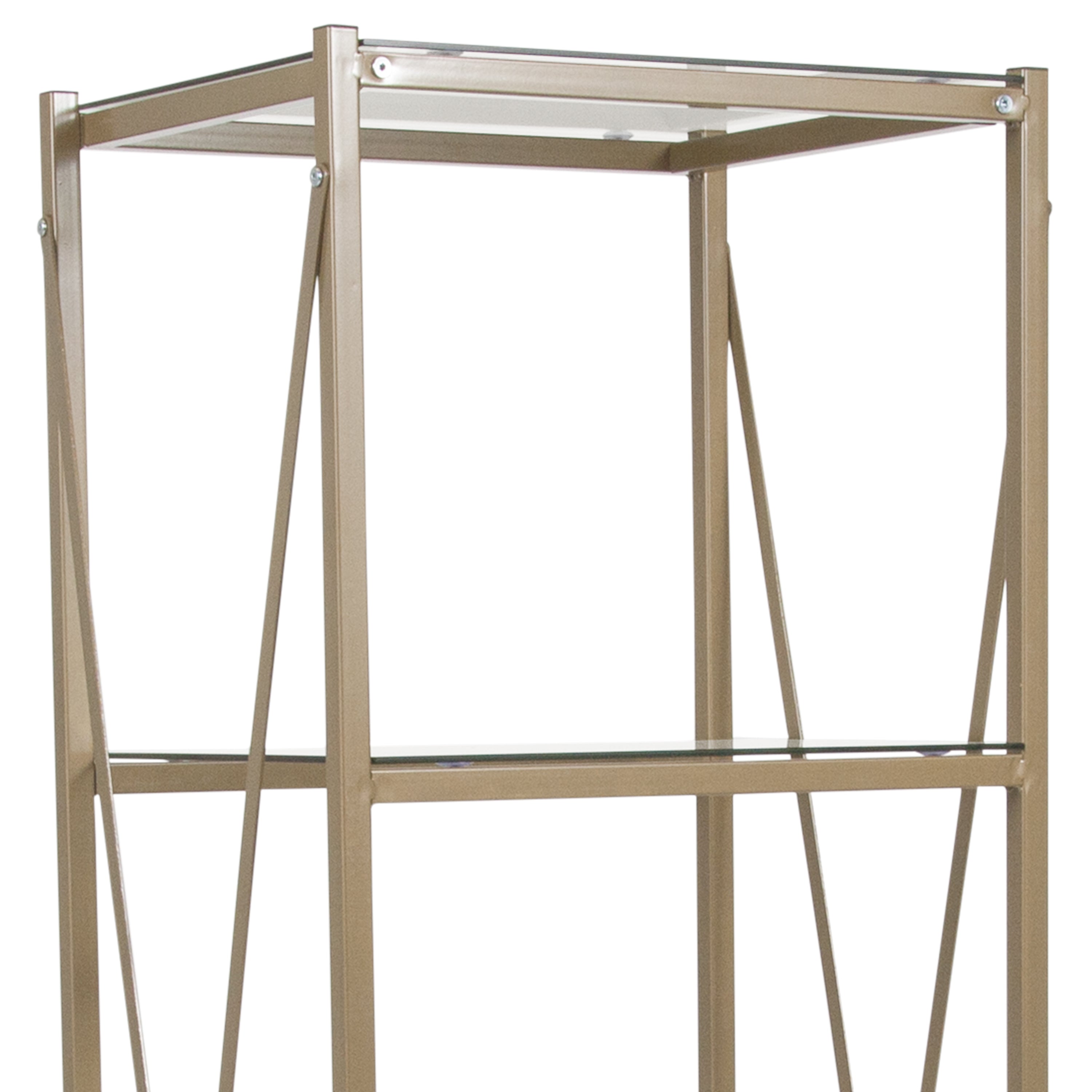 Mar Vista Collection 4 Shelf 64"H Cross Brace Glass Bookcase-Bookcase-Flash Furniture-Wall2Wall Furnishings