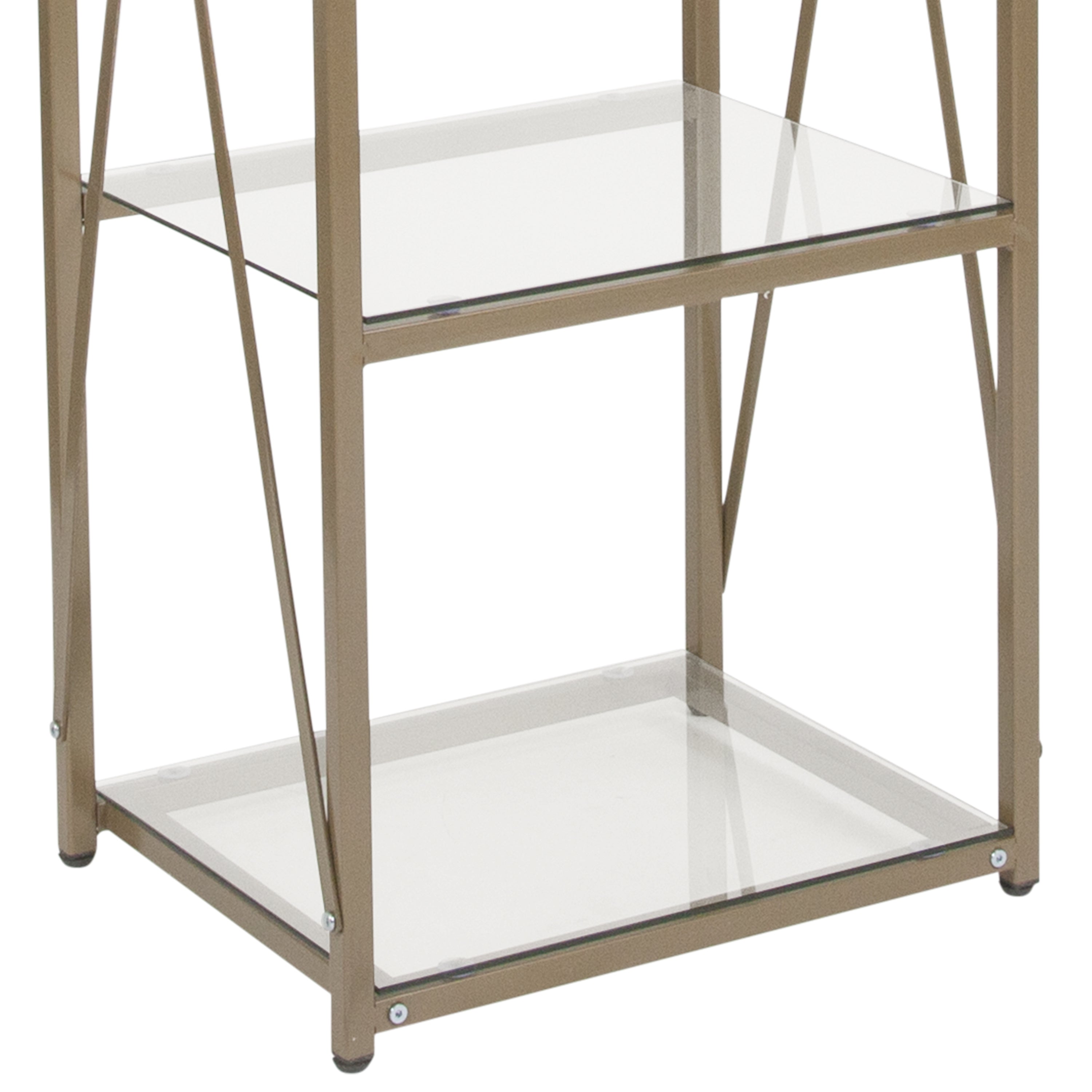 Mar Vista Collection 4 Shelf 64"H Cross Brace Glass Bookcase-Bookcase-Flash Furniture-Wall2Wall Furnishings
