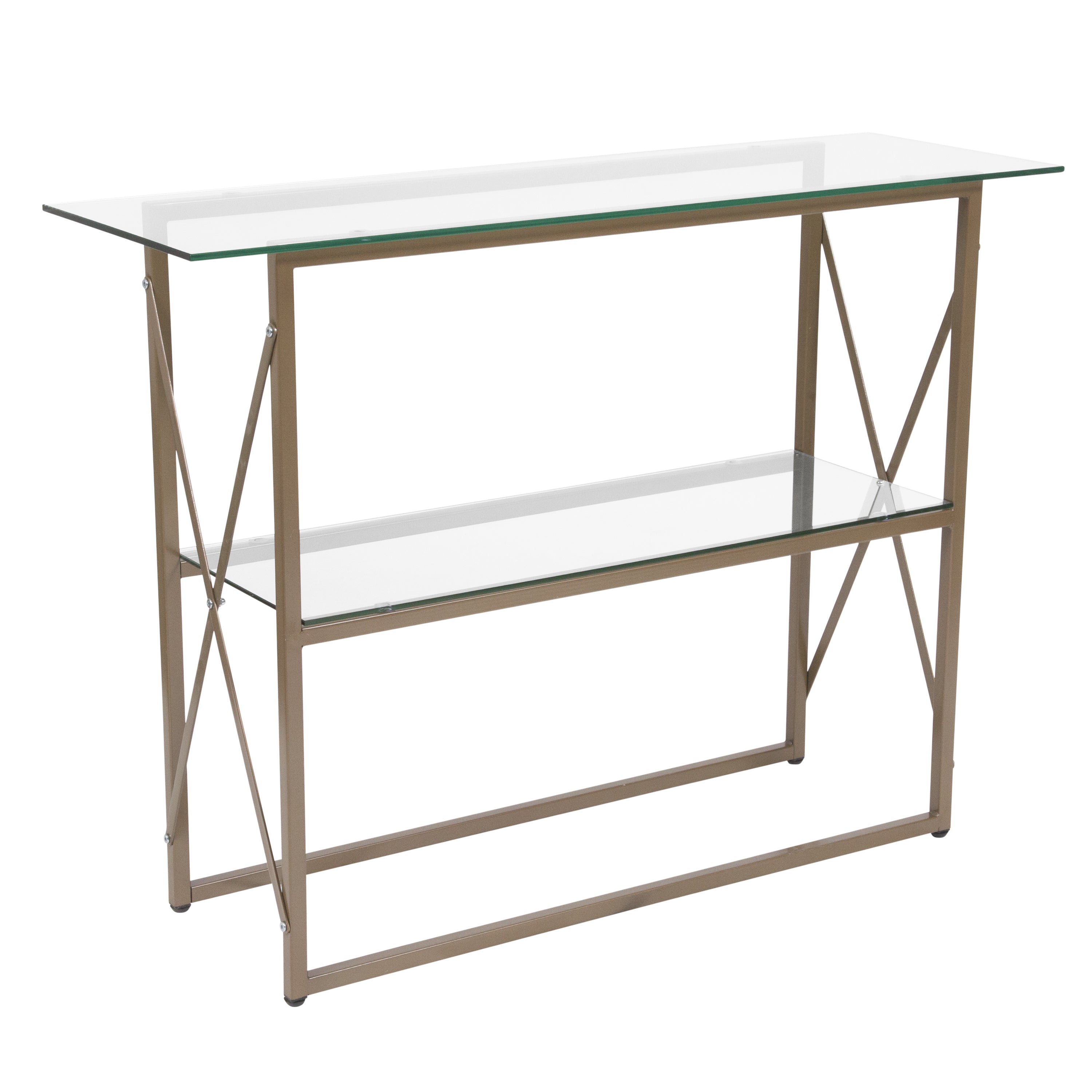 Mar Vista Collection Glass Console Table with Criss Cross Matte Frame-Console Table-Flash Furniture-Wall2Wall Furnishings