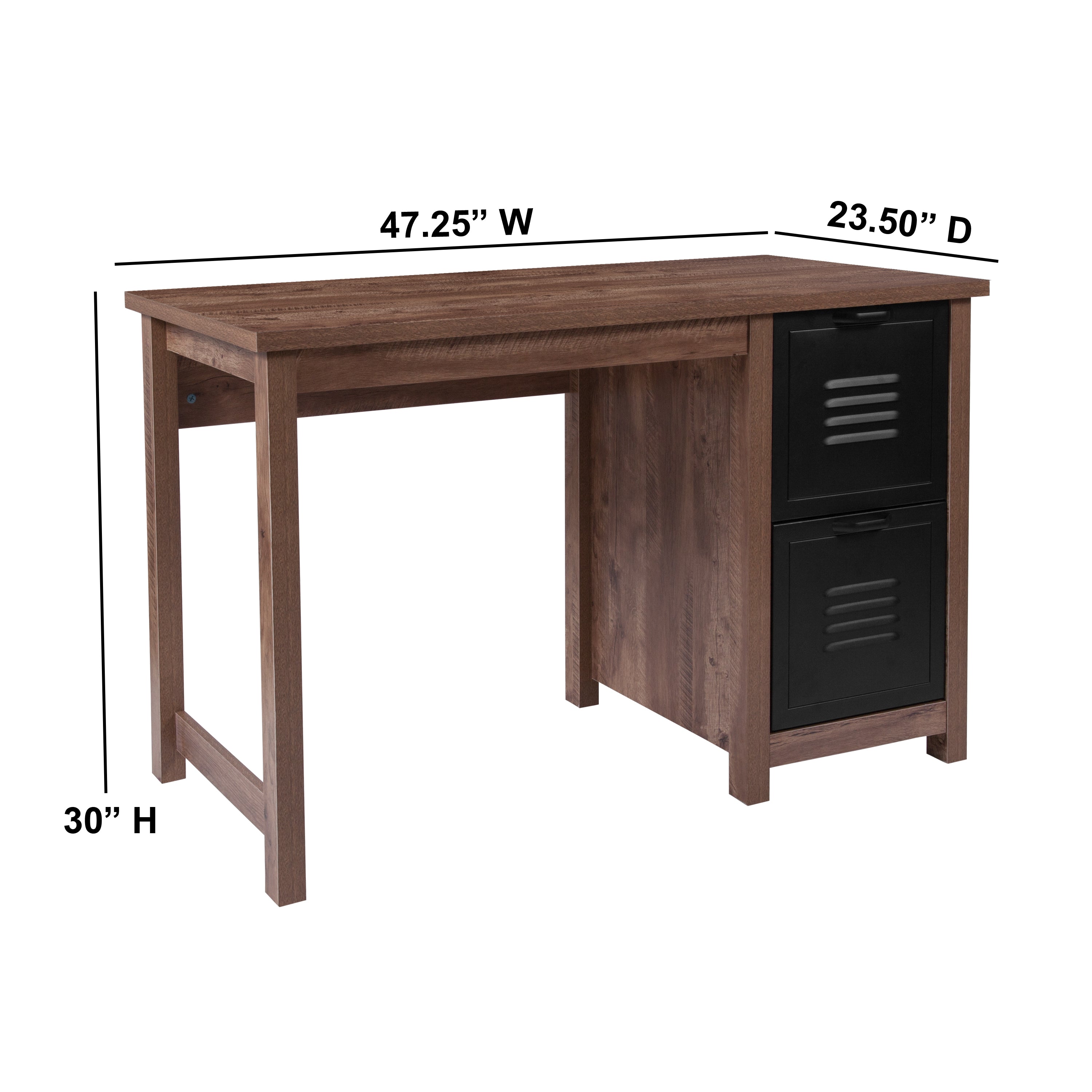 New Lancaster Collection Wood Grain Finish Computer Desk with Metal Drawers
